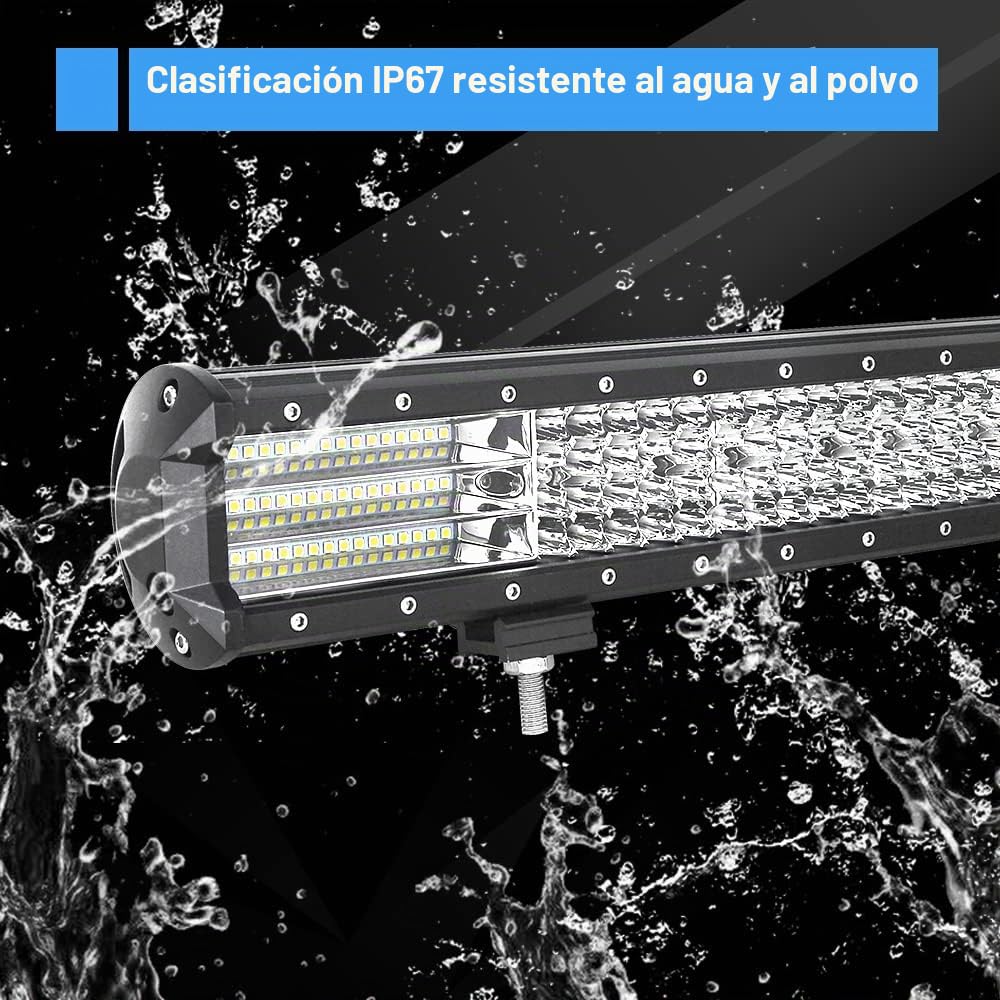 Willpower Barra LED 4x4 330W 30cm Barras Luce de Trabajo 9D Combinación de Punto Inundación Foco Led 12V 24V 6000K Faro Led IP67 Impermeable para Coche Tractor Camion Barco ATV UTV SUV
