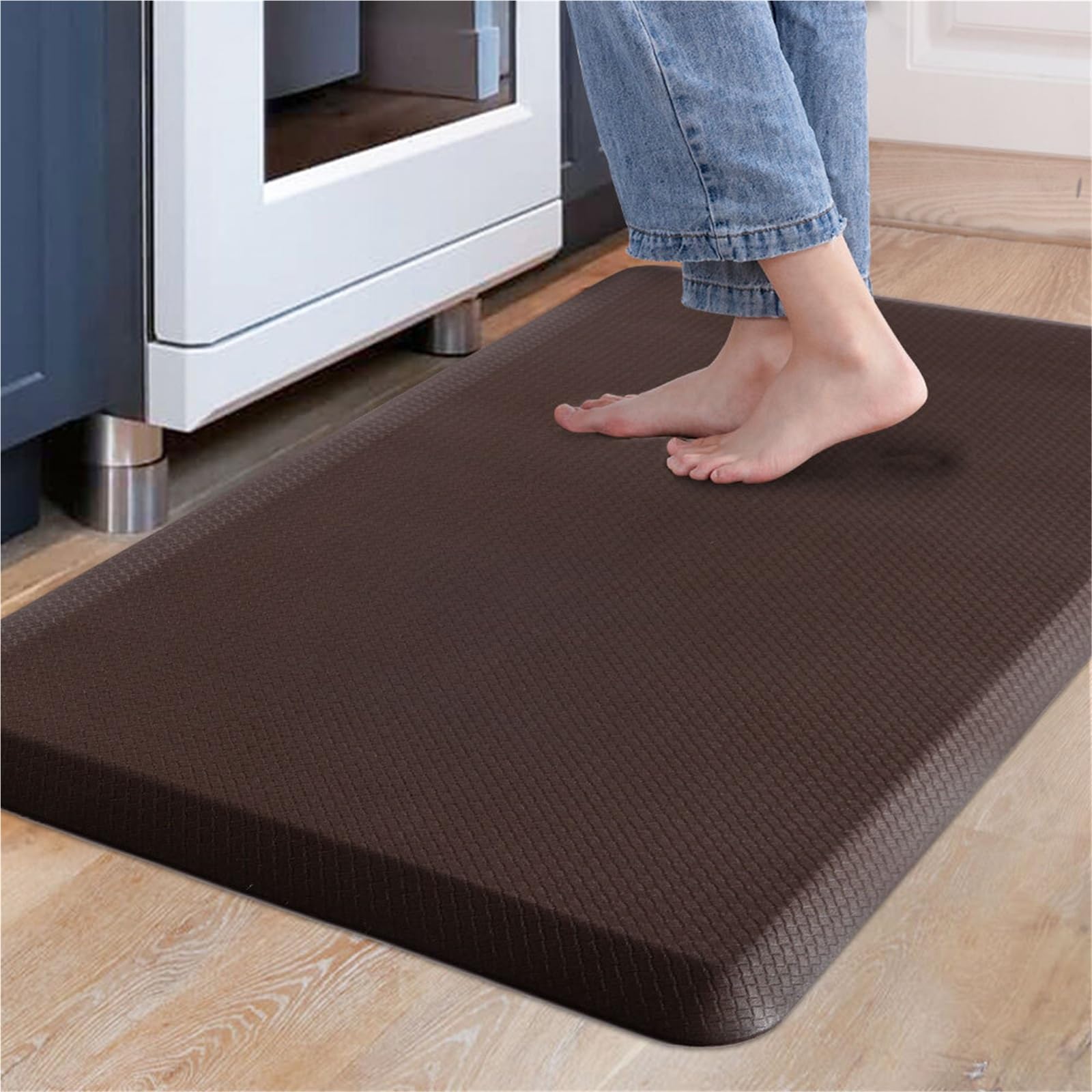 Tapis anti-fatigue en PVC imperméable antidérapant de cuisine, tapis de bureau ergonomique (44 x 152 cm)