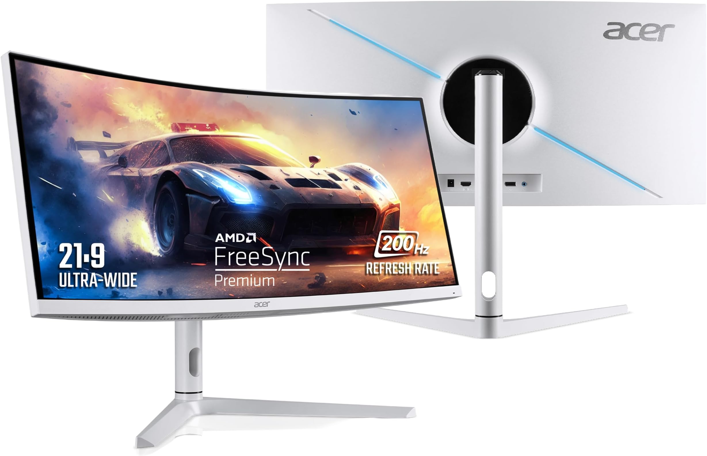 - Acer XZ306CX 29.5 Inch Ultrawide 21:9 1500R Curve 2560 X 1080 Backlit LED LCD Monitor I 1 MS VRB I 200Hz Refresh I HDR 400 I DCI-P3 93% I AMD FreeSync I 2xHDMI 1xDP I Stereo Speakers I Eye Care, White
