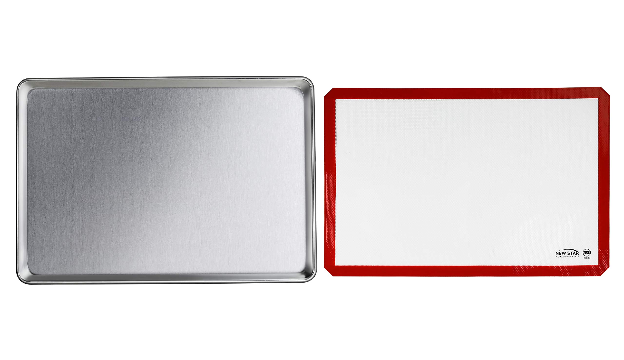 Nueva estrella de la Restauración 38453 comercial calibre 18 hoja de aluminio cacerola y silicona para hornear Set, 18 x 26 cm (tamaño completo)
