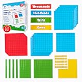 Simply magic 131+4 PCS Jumbo Colorful Magnetic Base Ten Blocks for Math + Headings - Place Value Manipulatives Magnets, Math Manipulatives, Base 10 Blocks, Counters for Kids, Classroom Must Haves