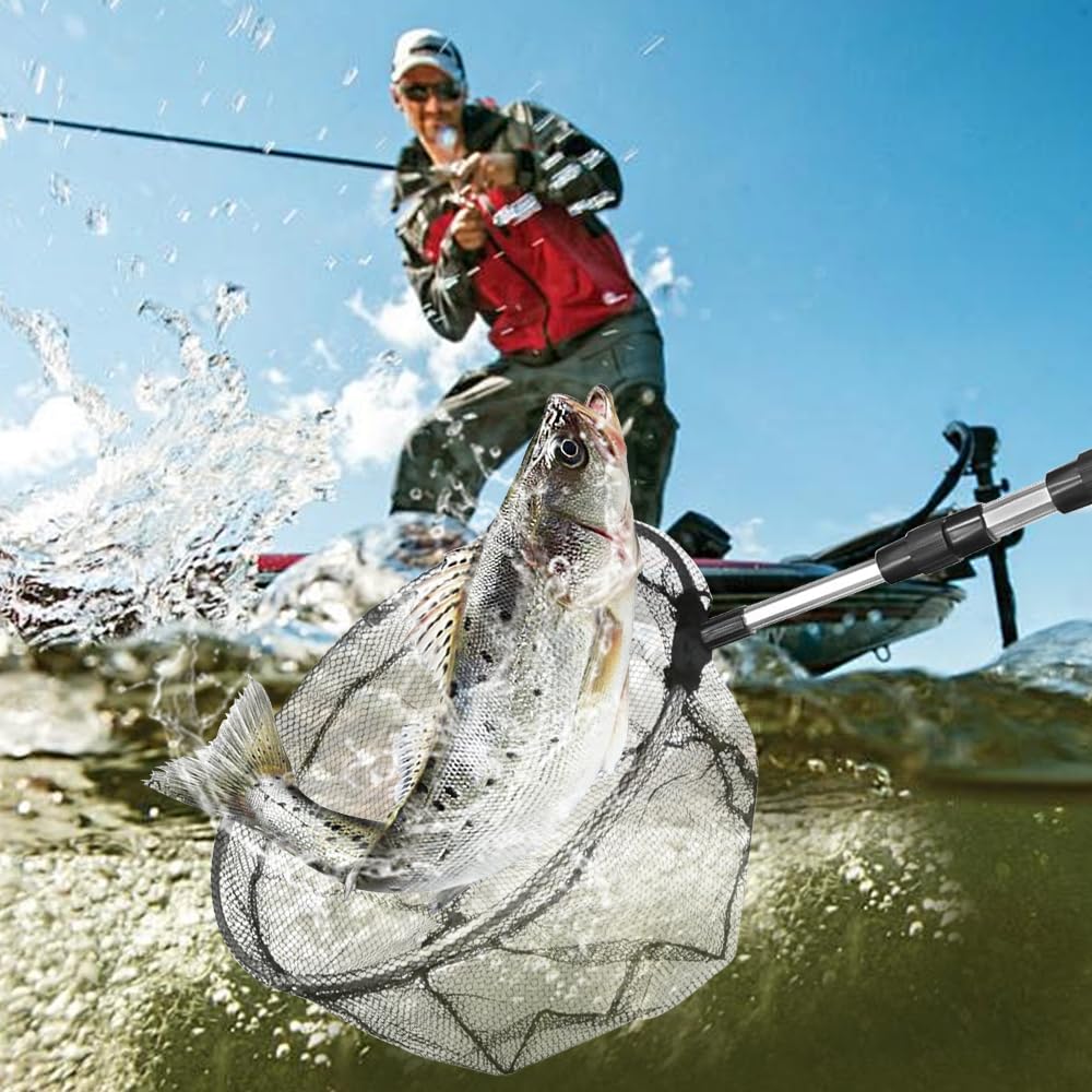 Kescher Angeln, 170cm Teleskop Schmetterlingsnetz Fischernetz Käscher mit Langem Griff Unterfangskescher Angelkescher Laubkescher für Schmetterling Vogel Fisch Fangfreigabe