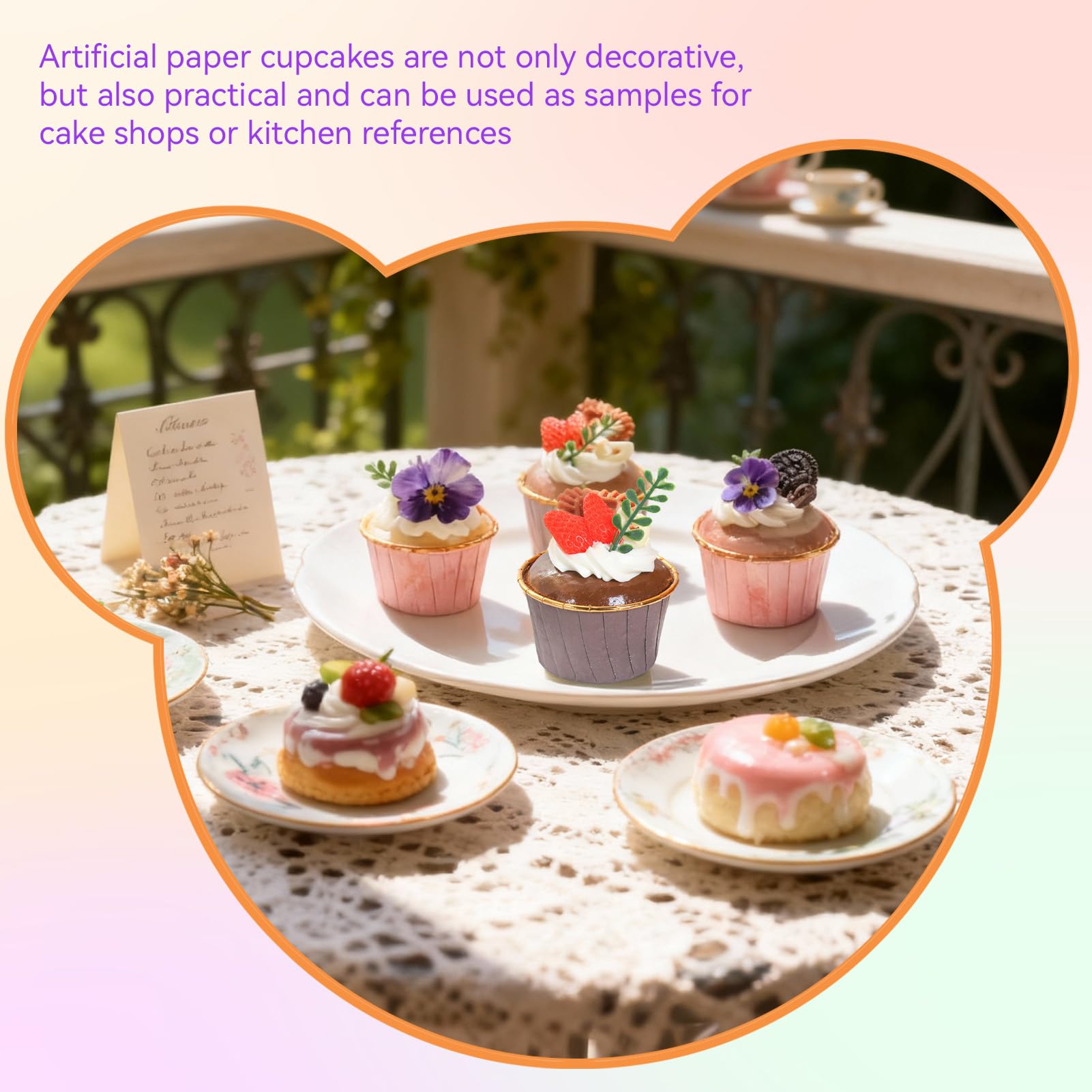 Cyrank 6 Piezas Realista Simulación Artificial Pastel Postre Mixto Pastel Falso Modelo De Comida, Magdalenas Falsas, Magdalenas Artificiales para Exhibición, Comida Falsa Realista