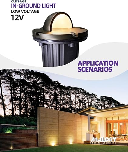 Vista 3 de MALORY Luces de pozo de paisaje de cubierta superior de latón