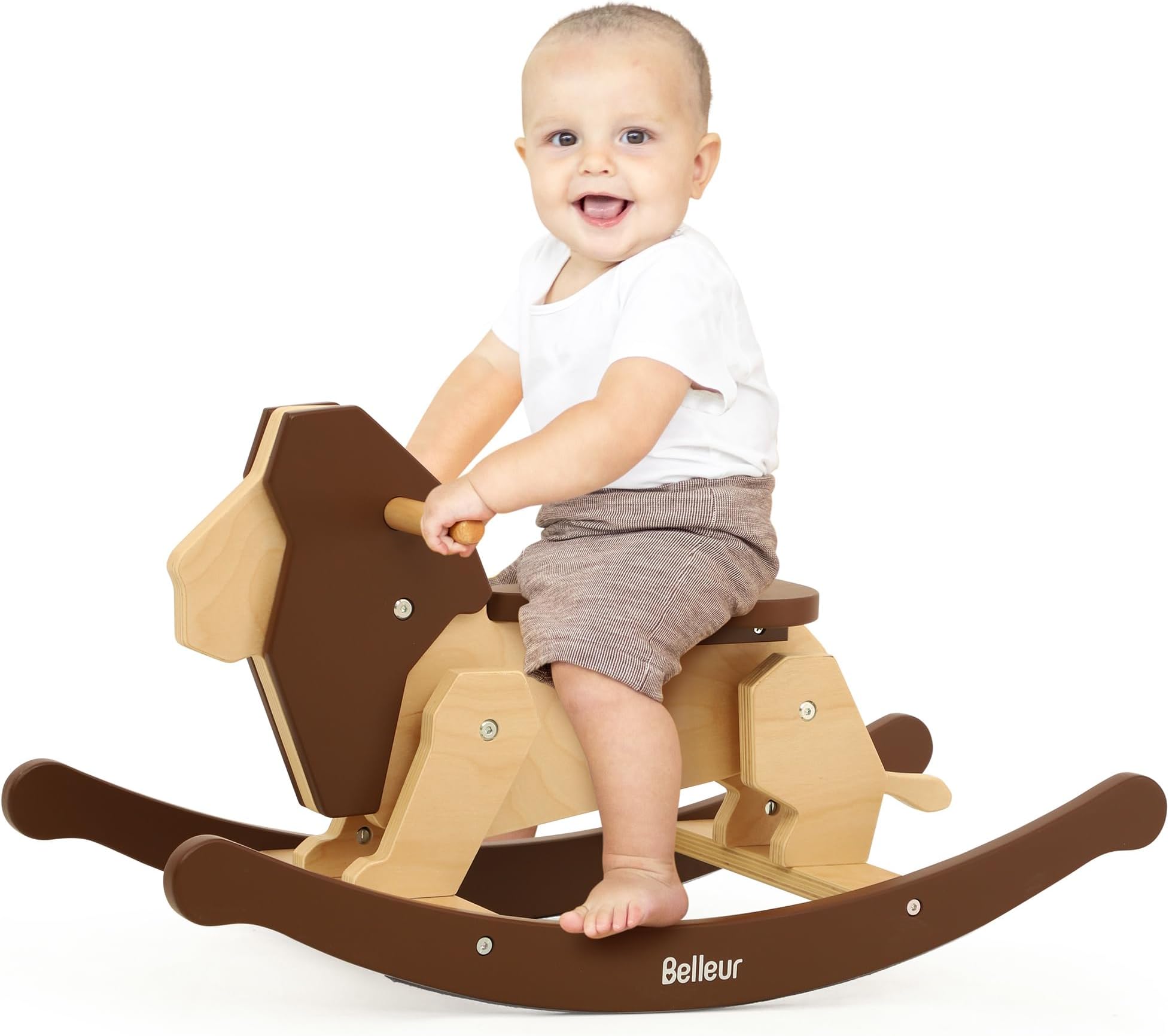 BelleurRocking Horse for Kids 1-3 Years Old, Premium Wooden Rocking Toy for Toddlers for Indoor & Outdoor Activities, Baby Horse Riding Toy for Birthday & Visit Gifts