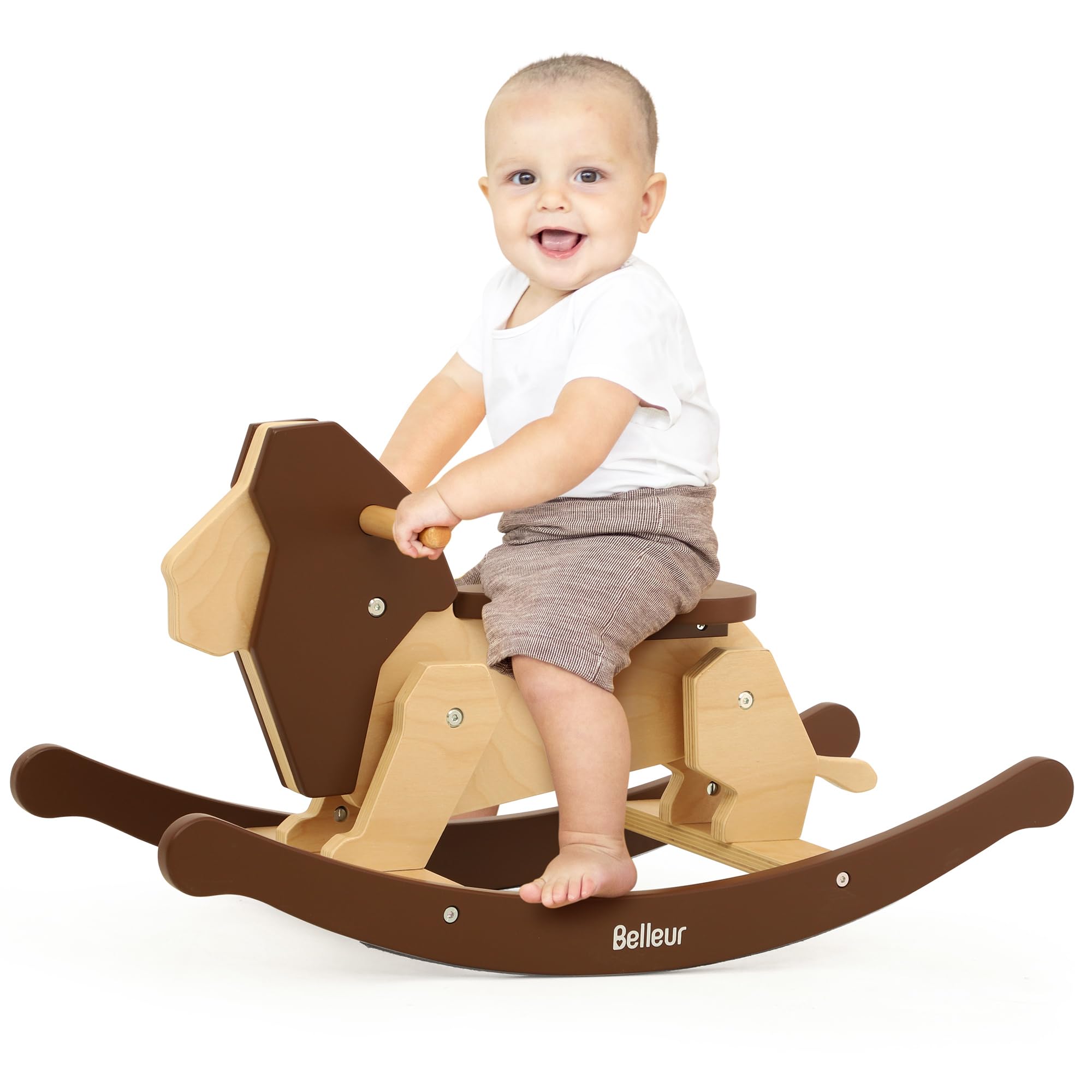 BelleurRocking Horse for Kids 1-3 Years Old, Premium Wooden Rocking Toy for Toddlers for Indoor & Outdoor Activities, Baby Horse Riding Toy for Birthday & Visit Gifts
