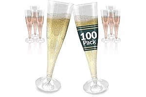 Disposable Champagne Flutes, 100-Count Bulk Pack for Weddings and Parties