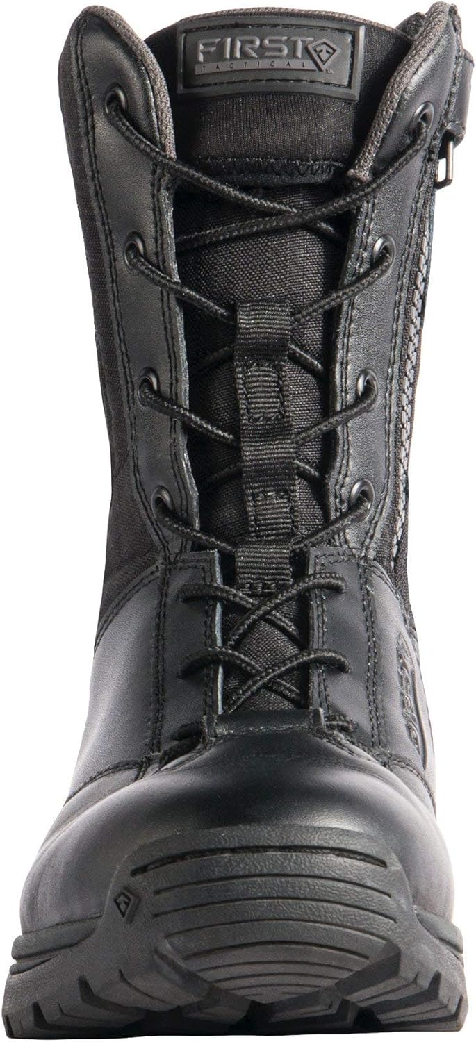 First Tactical Women's 8" Side Zip Duty Boot, Black, Size 9
