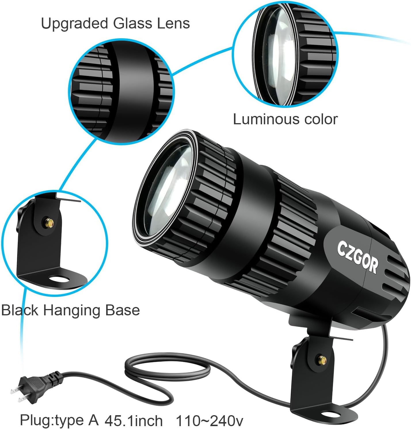 Czgor 15W RGBW LED Pinspot Light 3-Pack with Remote