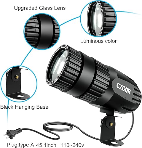 Miniatura 4 de Czgor Luz LED Pinspot, Foco para Bola de Discoteca 15W RGBW 4 en 1 Luces de Bola de Espejo con Control Remoto Luz LED Súper Brillante Pin Spot para