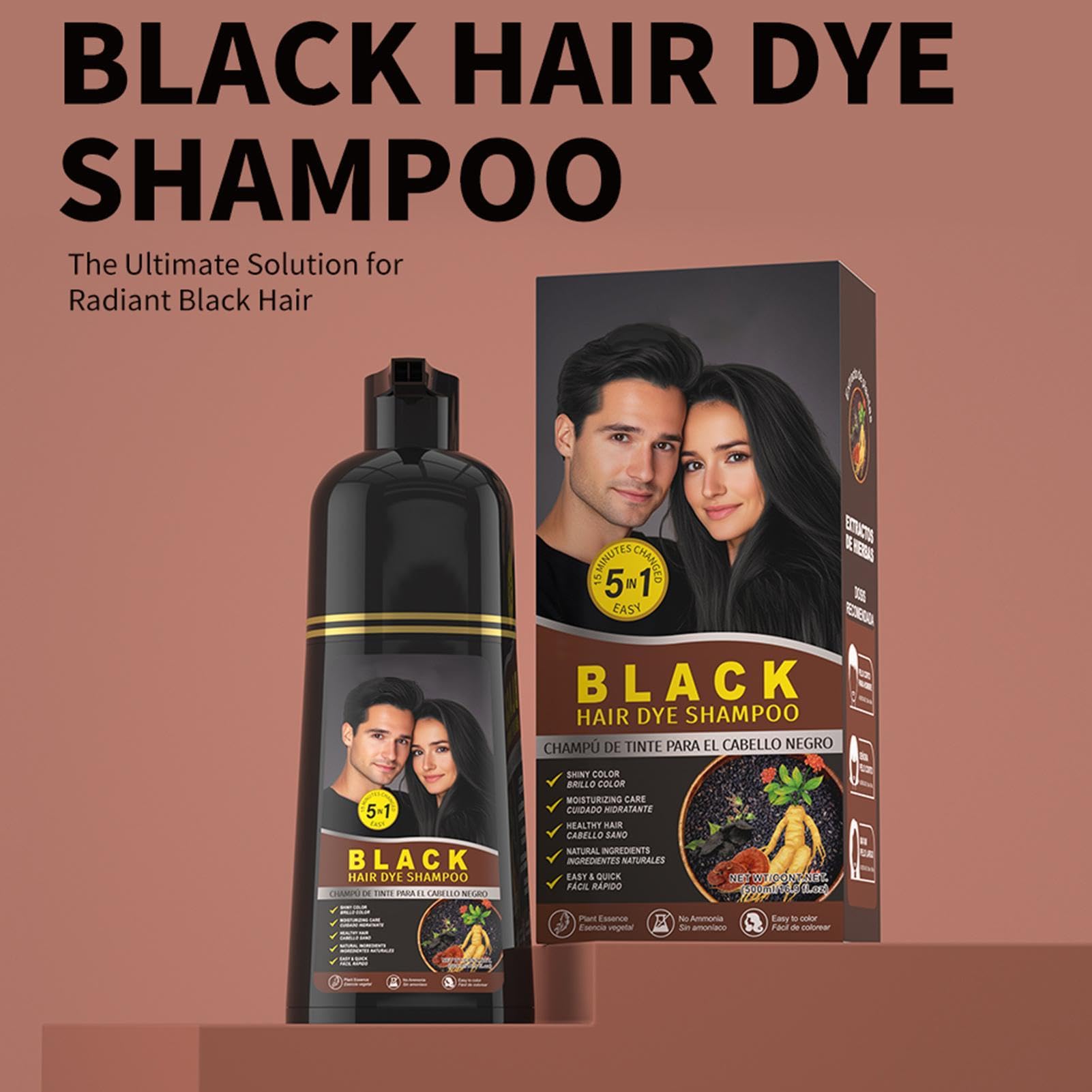 Shampoo Colorante 500ml Profumato, Idratante E Nutriente, Copertura Grigi | Protezione Nutriente Del Cuoio Capelluto Donna, Salone, Casa, Cura Capelli Naturale Quotidiana Coccolante