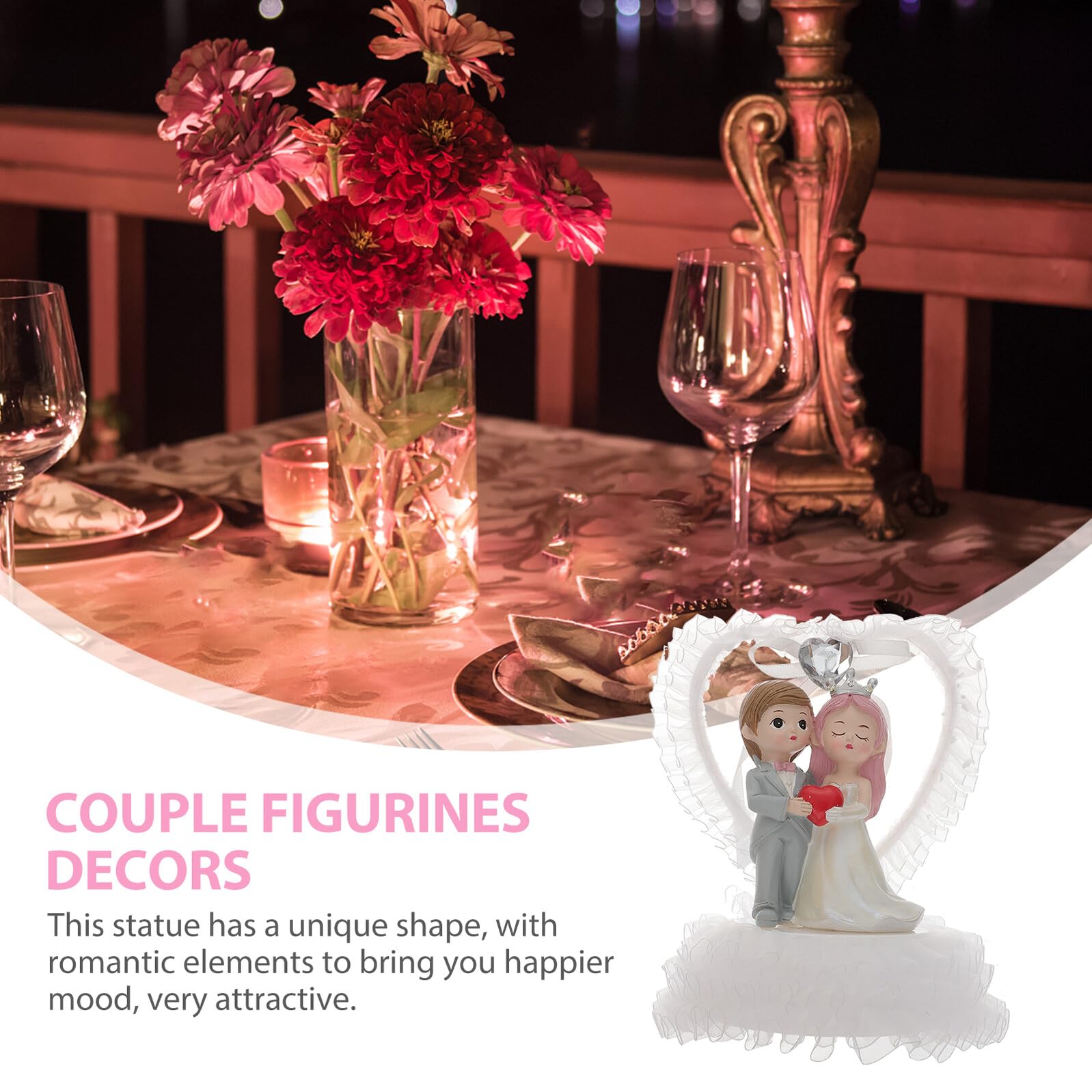 Entzückende Harz Hochzeitspaar Tischdekoration Hochzeitstorte Cake Topper Kreative Paarskulptur für Verlobung und Valentinstag