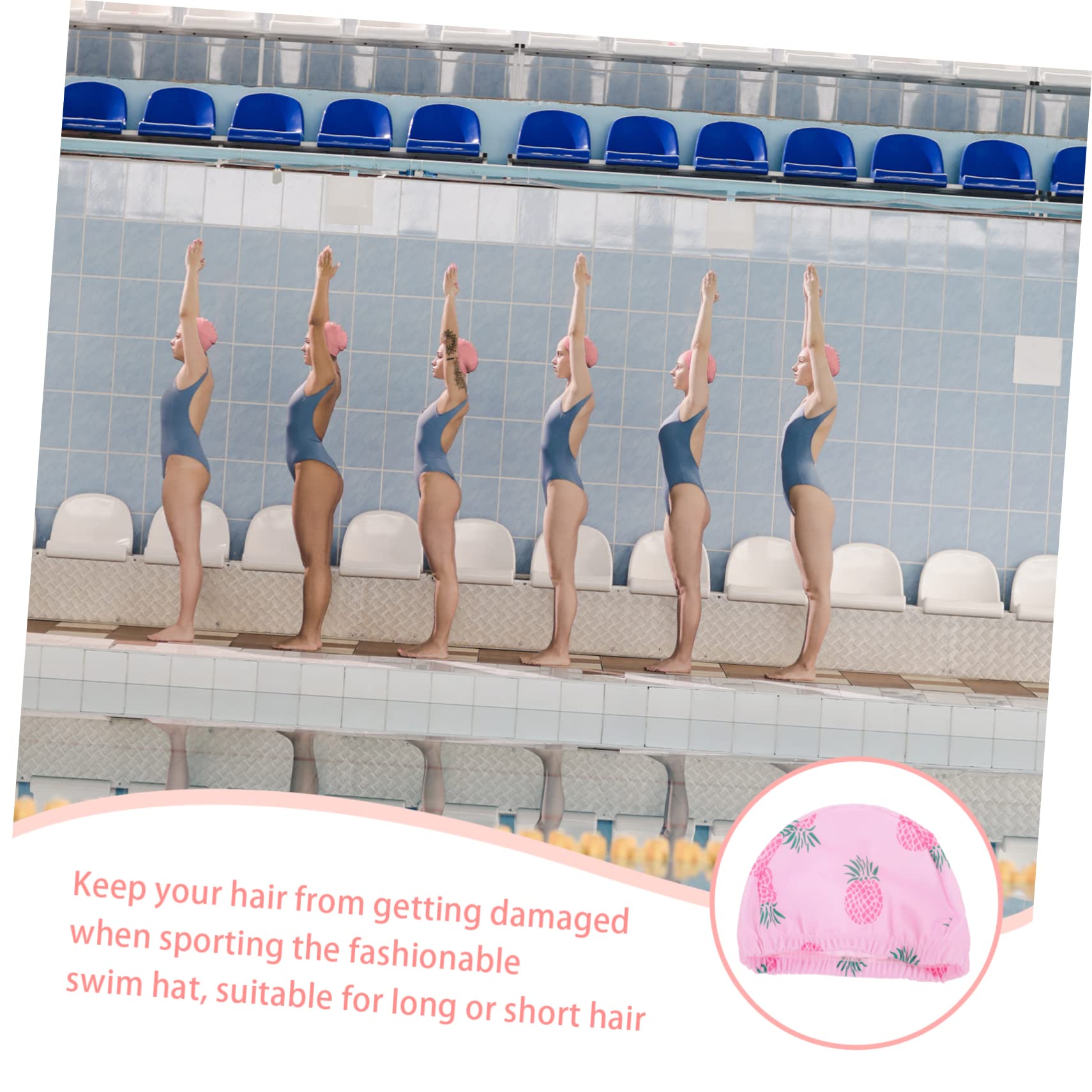Abaodam Gorro De Natación De Piña Gorro Elástico Y Cómodo Accesorios De Piscina Niñas Protección