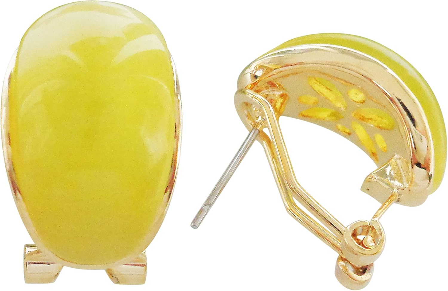 Navachi 18k Gold Plated Crystal Multicolor Created-Opal Rainbow Omega Back Earrings