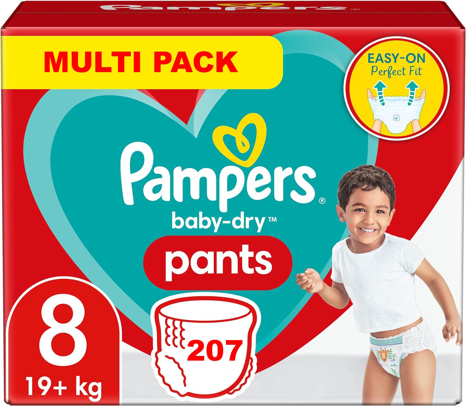 PAMPERS PANTS TAILLE 8 BABY-DRY COUCHES-CULOTTES 207 COUCHES (+18 KG)