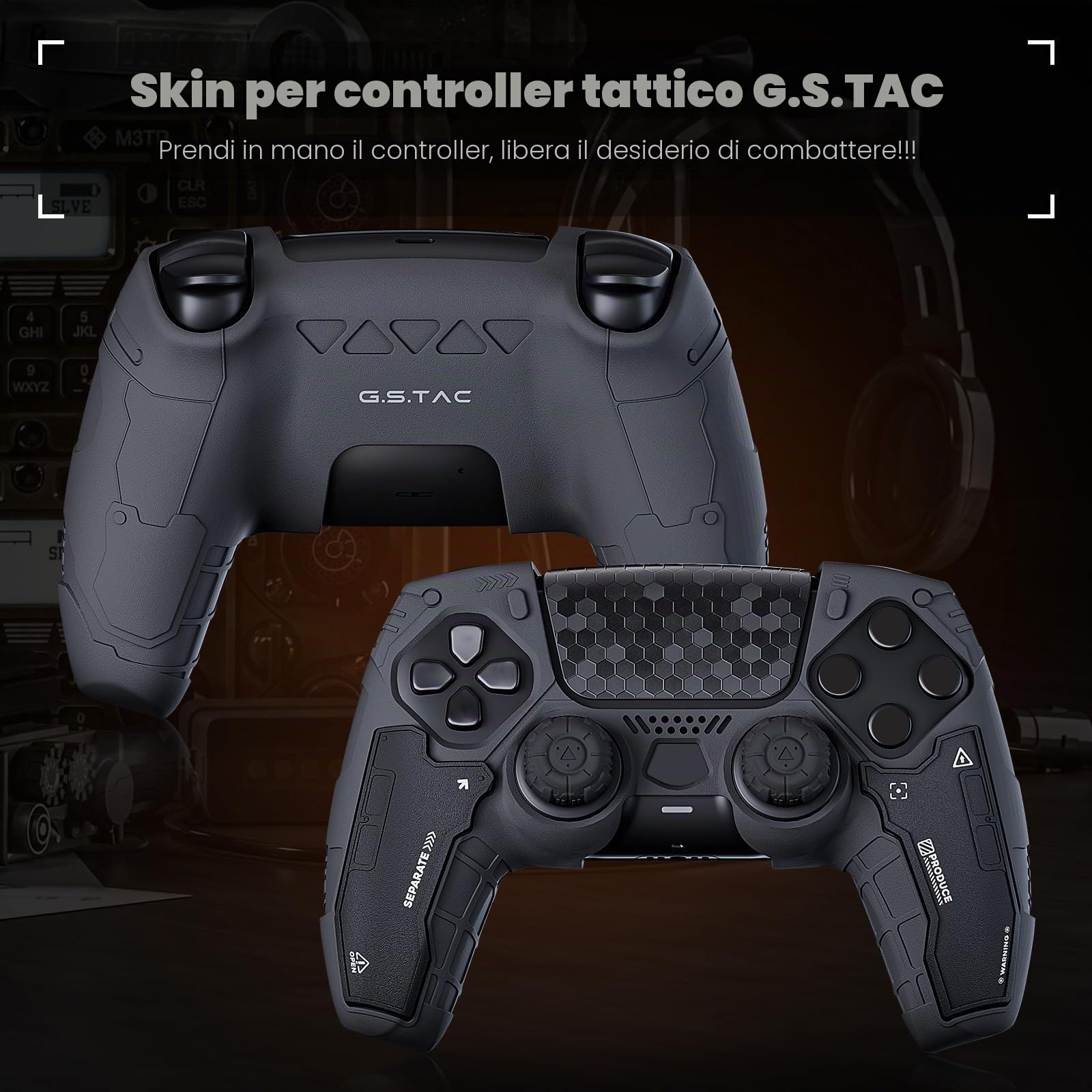 GeekShare Protettivo in silicone anti-scivolo per controller wireless PS5, con 2 pad per i pulsanti e 2 adesivi, colore: nero