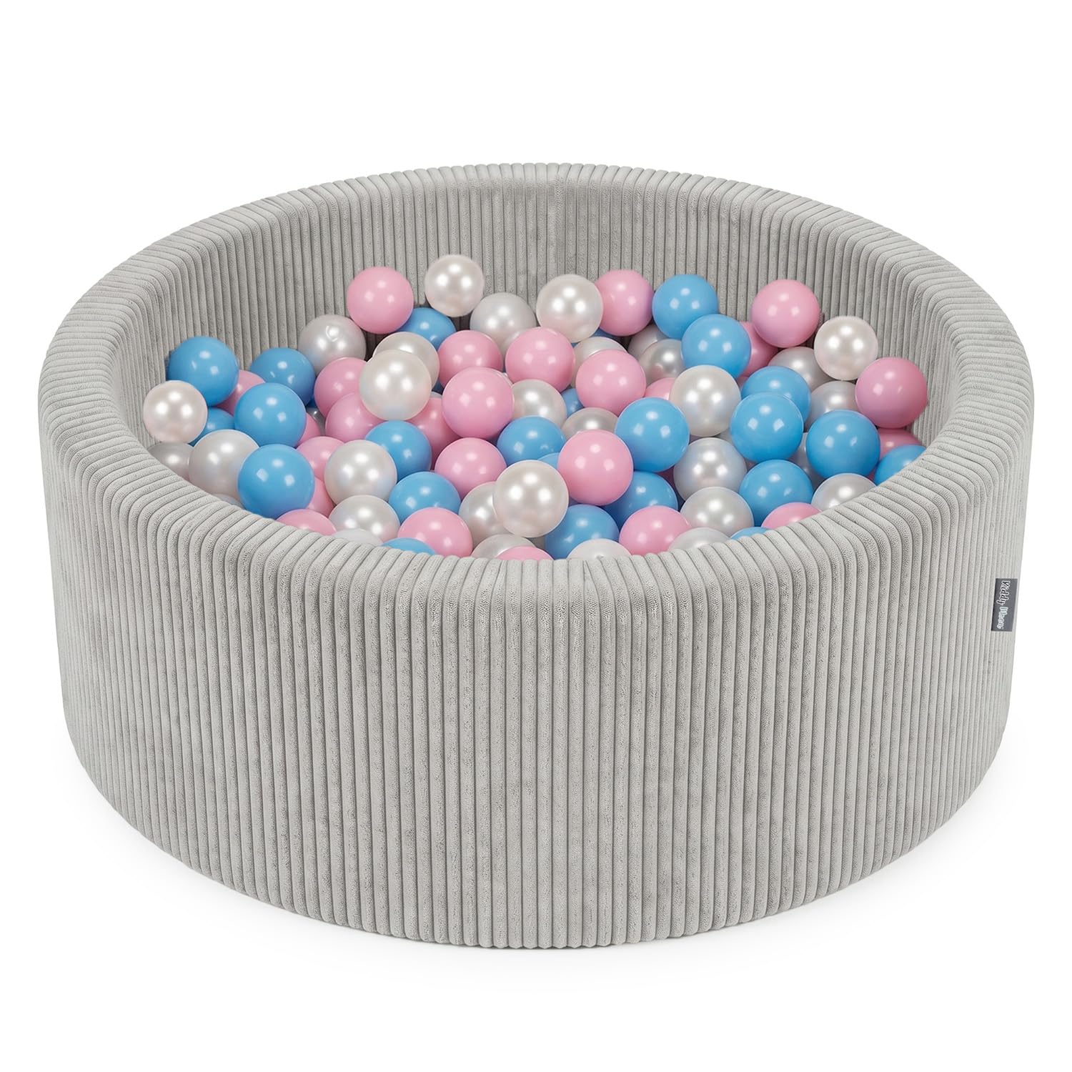 KiddyMoon Ball Pit For Baby And Toddler, Soft Play Ball Pit, 90 X 30 Cm With 200 Balls, Soft Foam Ball Pool, Ribbed Washable Cover
