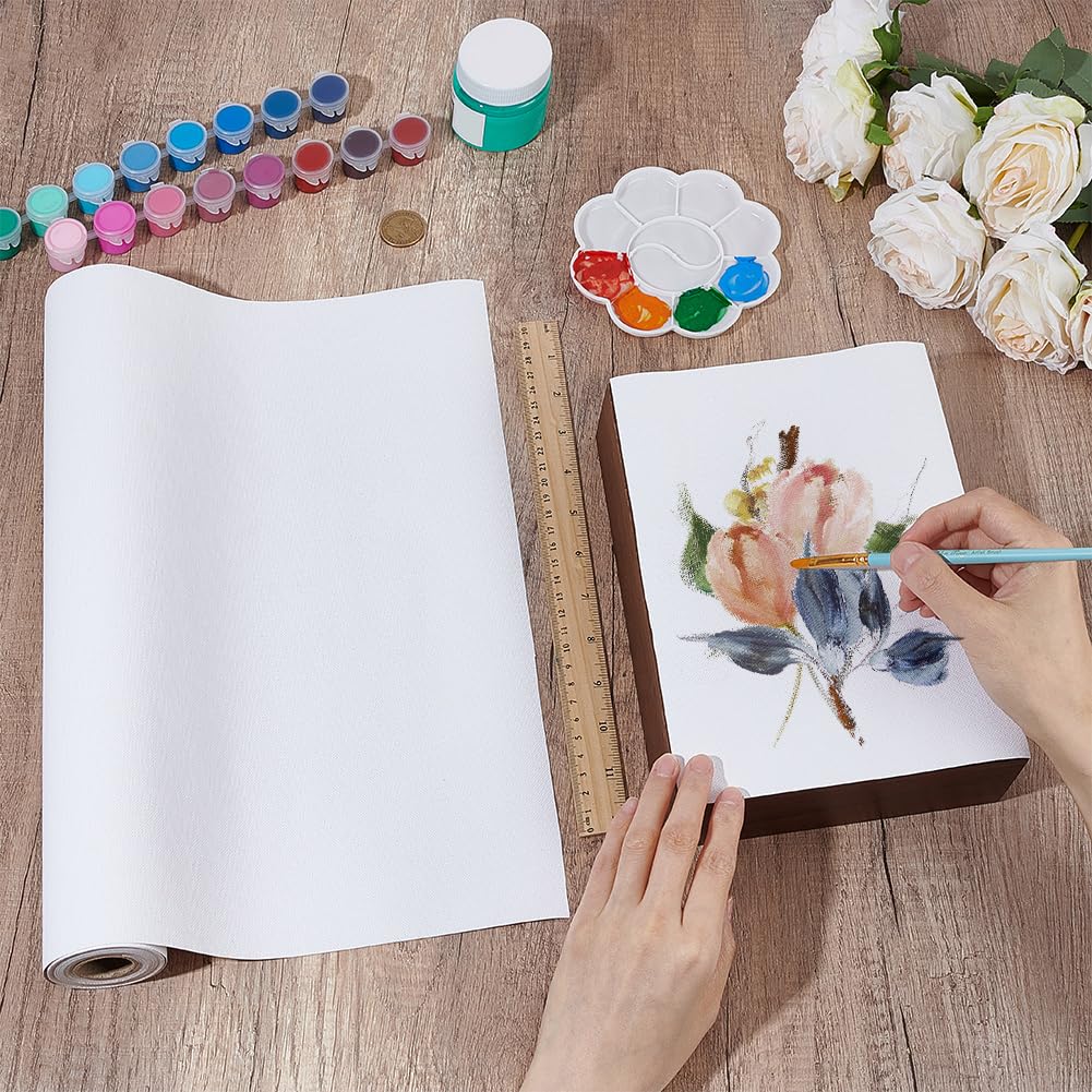 BENECREAT Rouleau de Toile de Lin Apprêtée à L'Huile Professionnelle 5 m X 37~38.3cm Toile D'Artiste pour Décor de Fond de Peinture à L'Huile Découper aux Dimensions du Cadre