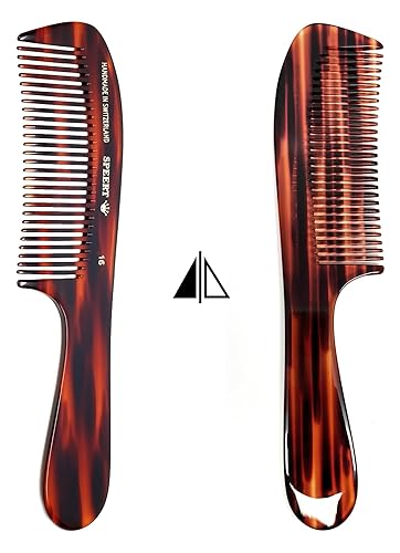 Miniatura 5 de #16 Peine de rastrillo de dientes anchos hecho a mano Tortuga Habana Acetato Mango Grande Grueso Cabello Rizado Grueso Desenredar Aseo Aseo