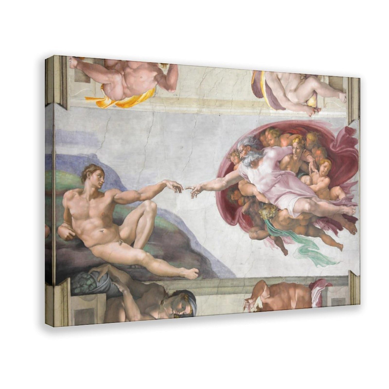 The Creation Of Adam Michelangelo Suitable For Wall Decoration Art Studio Decoration Home Decoration Bedroom Decoration And Also For Office Artwork Abstract Mural 24x16inch(60x40cm) Frame-style