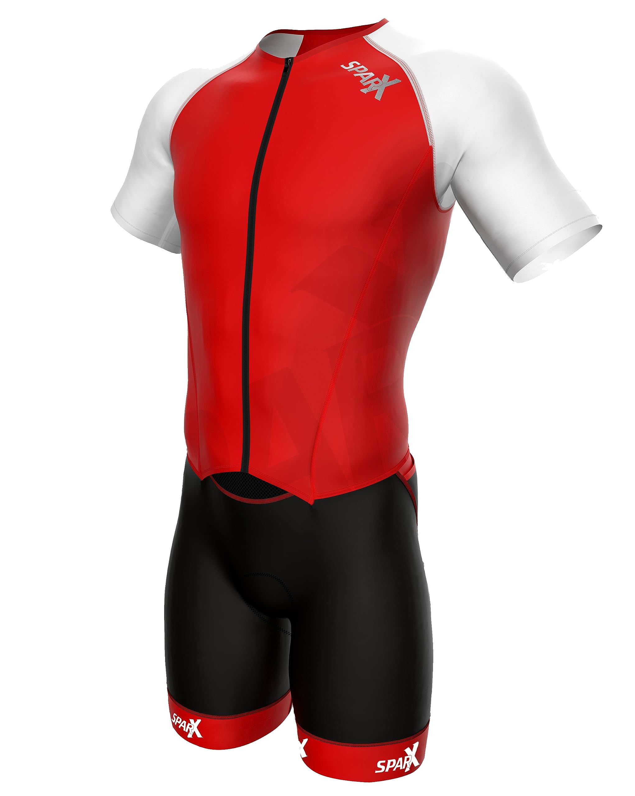 Sparx Mens Elite Aerosuit Triathlon Suit Mens Short Sleeve Tri Suit Skinsuit (Red, Medium)