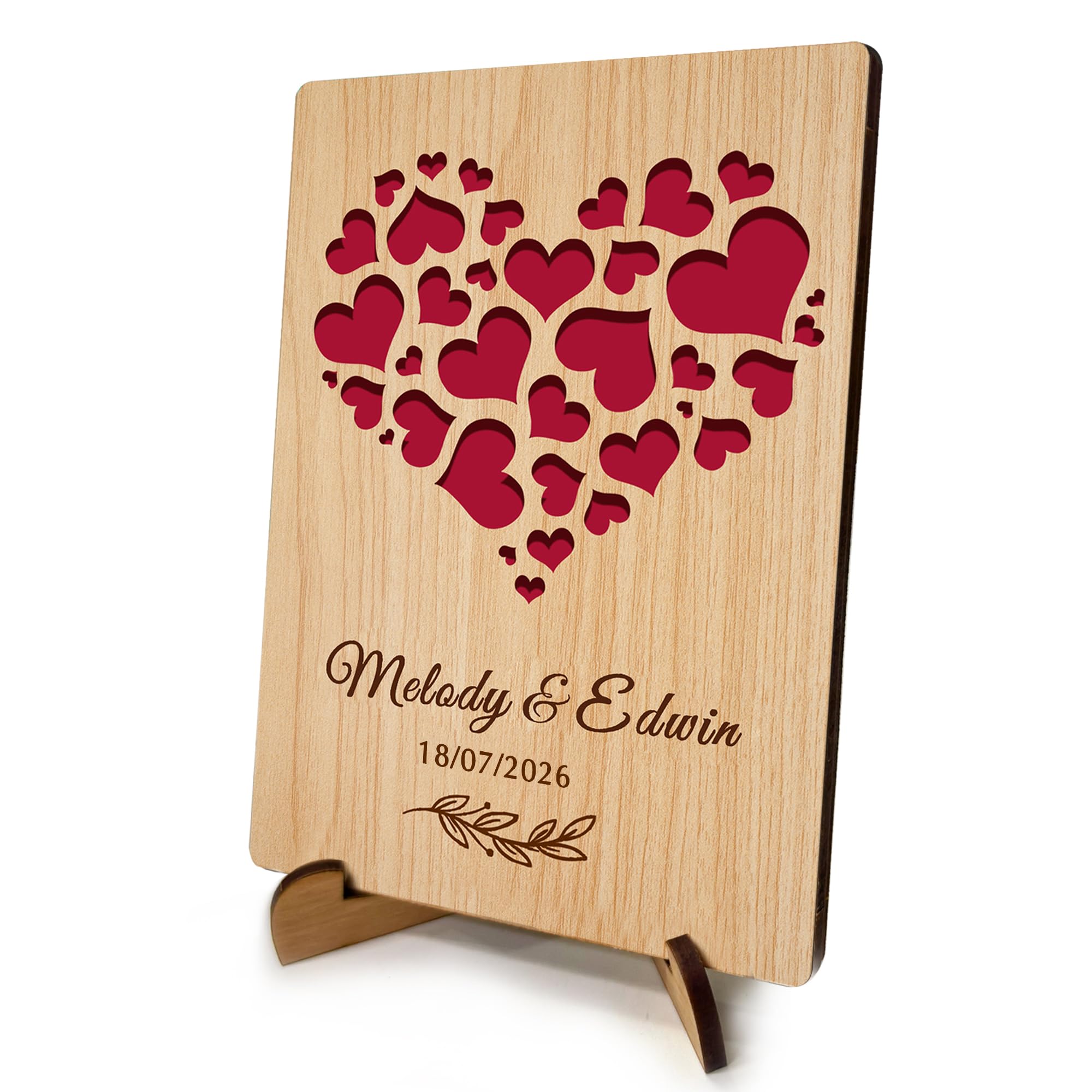 EDSG Personalized Wedding Card Gifts Mr and Mrs Gifts Greeting Cards with Any Name & Date Congratulations Wedding Day Laser Paper Cut Cards for Him