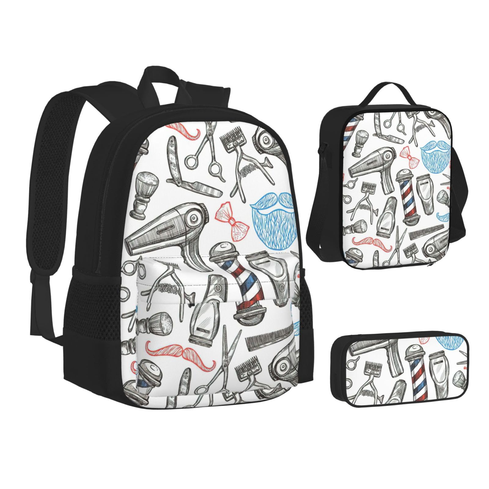 Zaino, borsa portapranzo, astuccio, set da 3 pezzi, per lavoro e