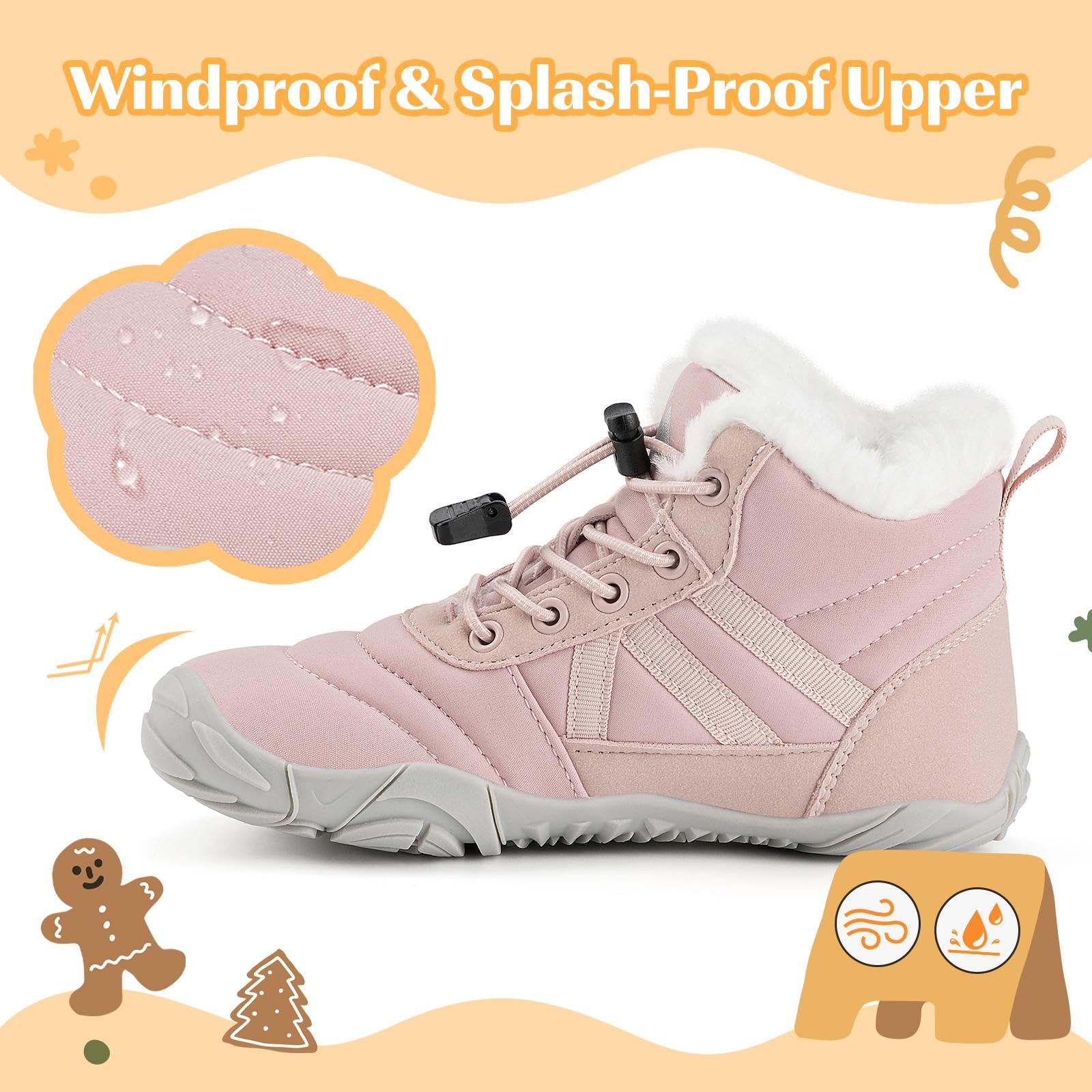 Mishansha Barefoot Botas Niño Niña Invierno Calientes Antideslizante con Forradas Gr.25-36