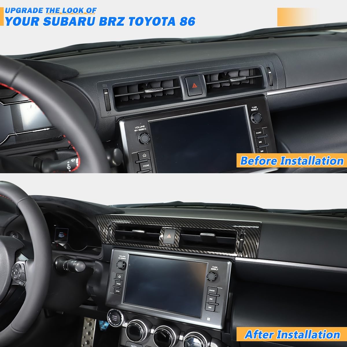 ABS Carbon Fiber Style Car Center Console Conditioning Air Outlet Frame Cover for Subaru BRZ Toyota 86 2022 (Carbon Fiber)