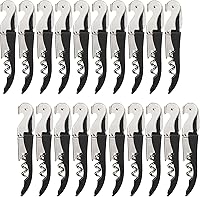 HYZ Professional Waiter Corkscrew 20-Pack - Double Hinged Wine Key with Foil Cutter & Bottle Opener, Bulk Black Set for Bartenders & Servers
