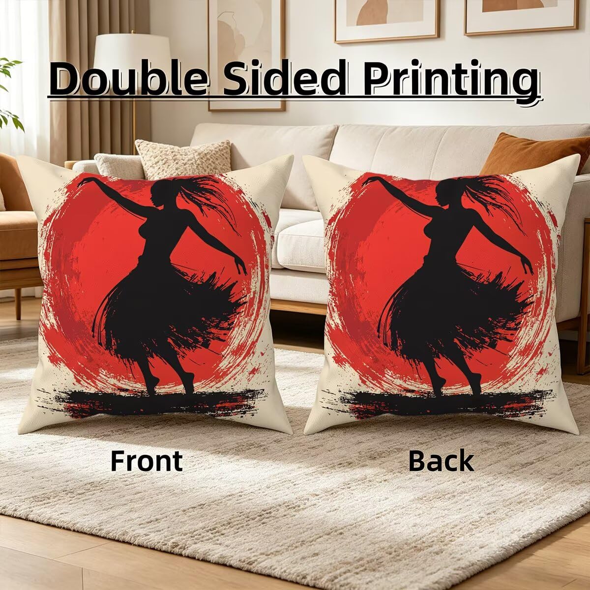 Federe Cuscino Divano 60x60, Crema Cuscini per Divano da Esterno Set da 4, Lino Copricuscini Divanos Impermeabile, Copri Cuscini Animato Motivo Fronte Retro Stampato per Giardino, Sofá, Balcón, S-85
