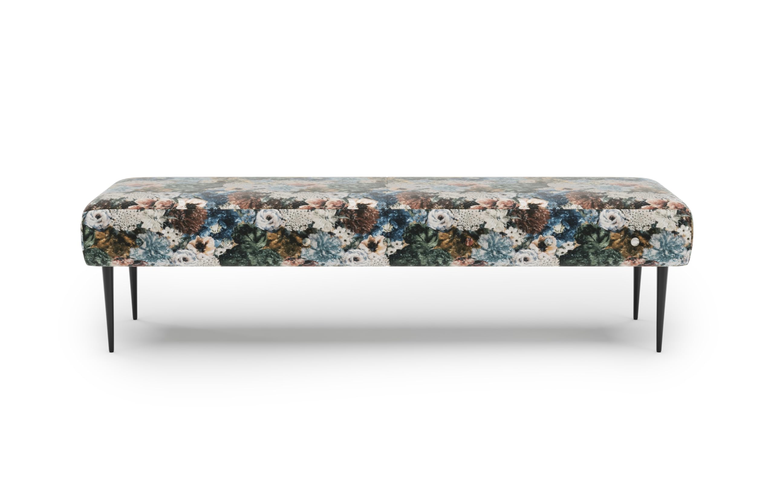CAVADORE Panca Amba 3 posti per cucina, sala da pranzo o cucina/panchina da cucina adatta per 3 posti Amba / 159 x 52 x 54 / tessuto piatto jacquard: motivo floreale blu