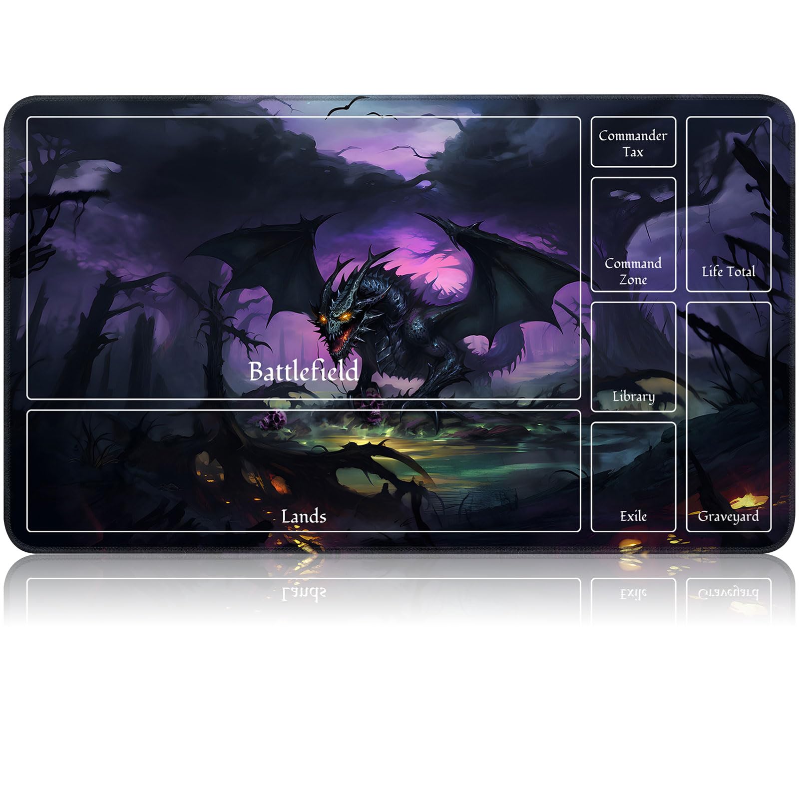 for MTG Game Playmat, for Magic TCG Rubber Play mat,Tabletop Card Playmats with Smooth Surface,Trading Card Inked Game Mat with New Zones,Battle Game,Black Forest Dragon