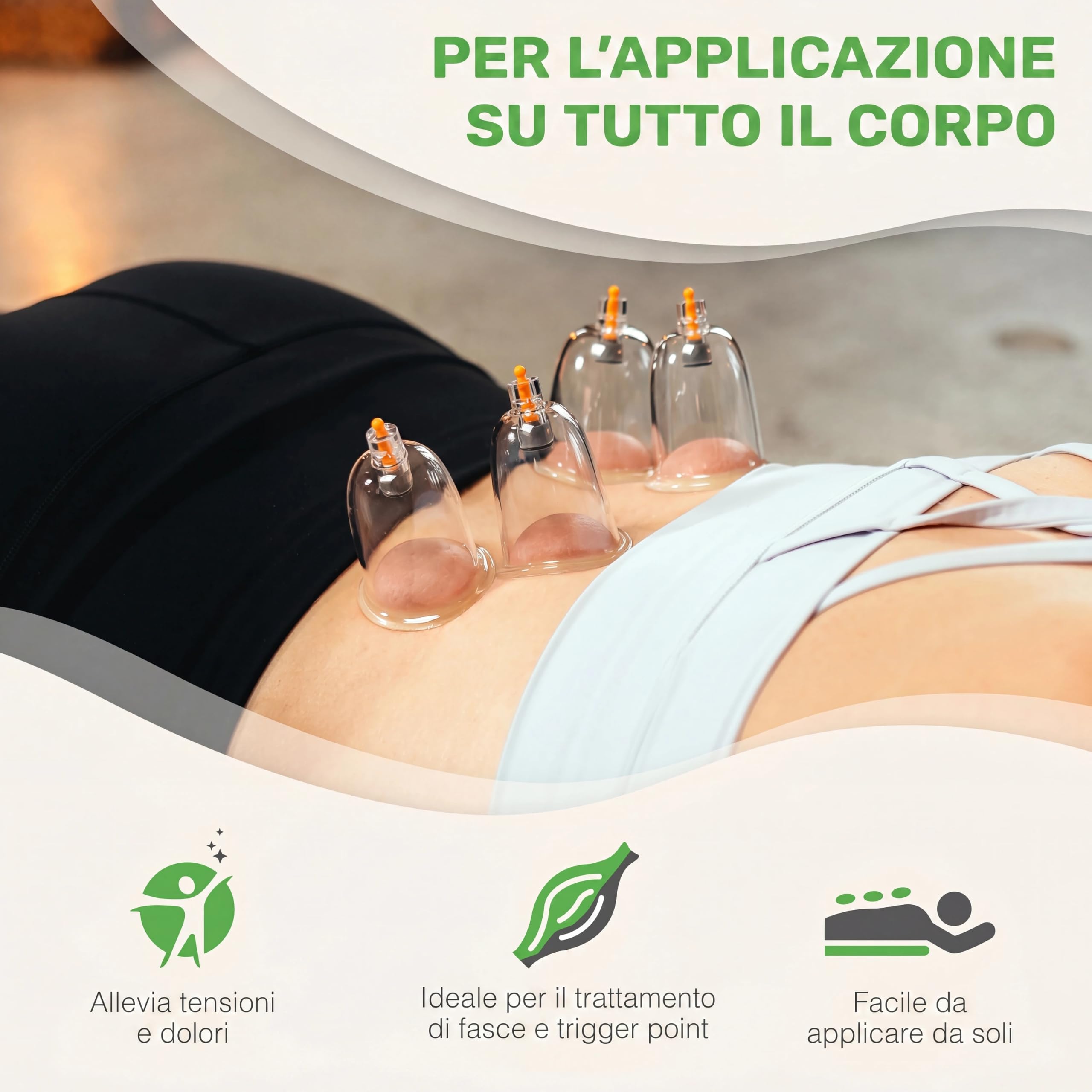 BACKLAXX® Coppette Massaggio con Pompa a Vuoto 12 Pezzi | Set Coppettazione con Magneti Terapeutici | Coppette per Coppettazione Massaggio |con Videocorso ed eBook