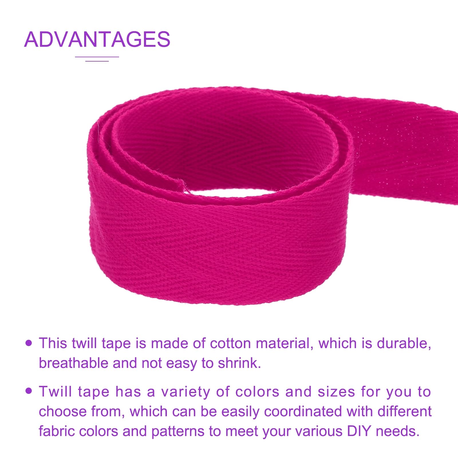 DMiotech 1.2"(3cm) 10 Yards Cotton Twill Tape Cotton Ribbons Bias Binding Tape Herringbone Tape Ribbons Rose Red for DIY Crafts Making Clothes - Image 4
