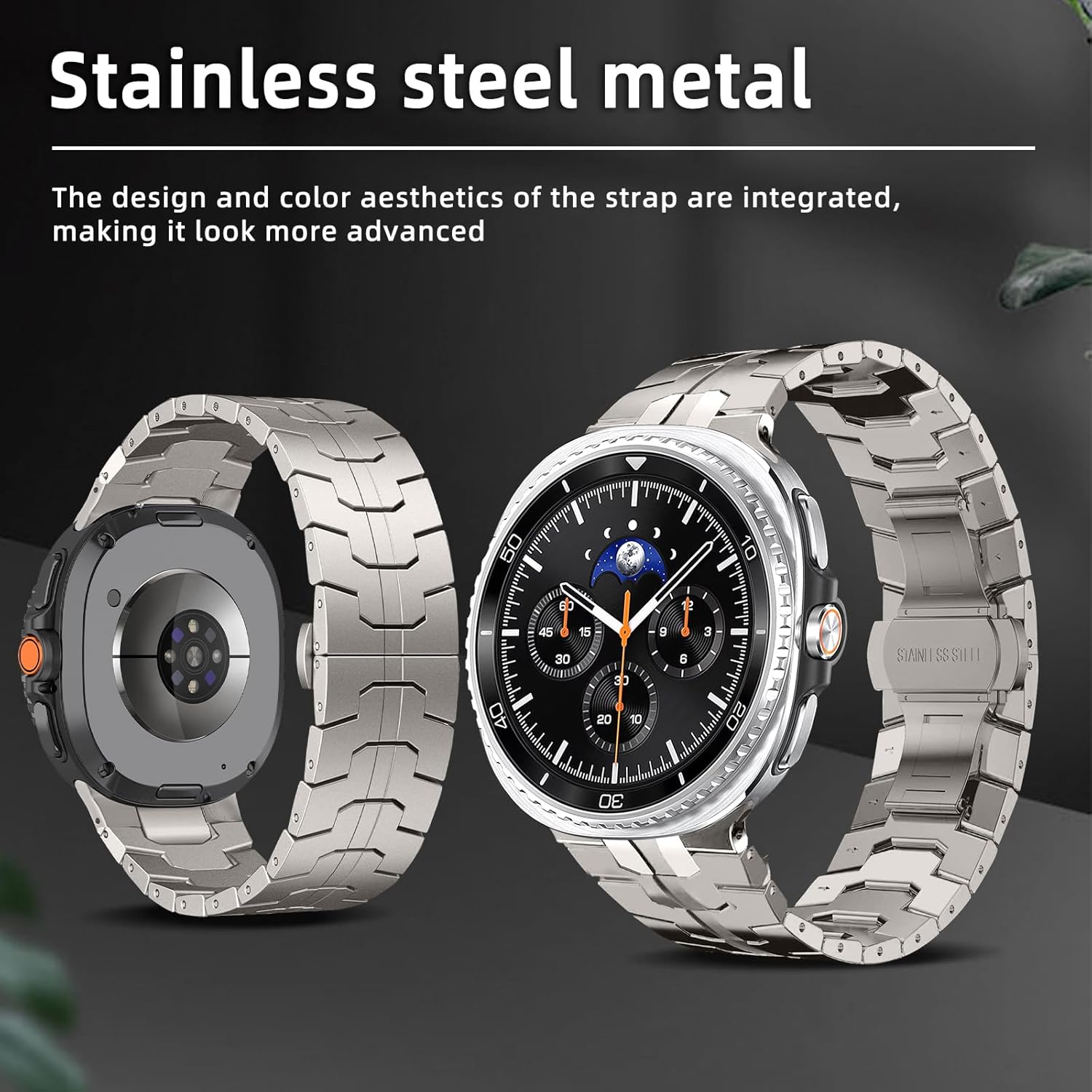 Metal Band for Galaxy Watch 8 44mm/40mm, Stainless Steel Metal Strap, No Gap with Adjustment Tool Replacement Band for Men Women Compatible with Samsung Galaxy Watch 8 Classic 46mm