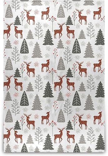 Christmas Pattern Spruces Deer Trees Flannel Fleece Blanket 60x90 Inches Ultra-Soft All Season Use Blanket for Picnic, Couch, Bedroom