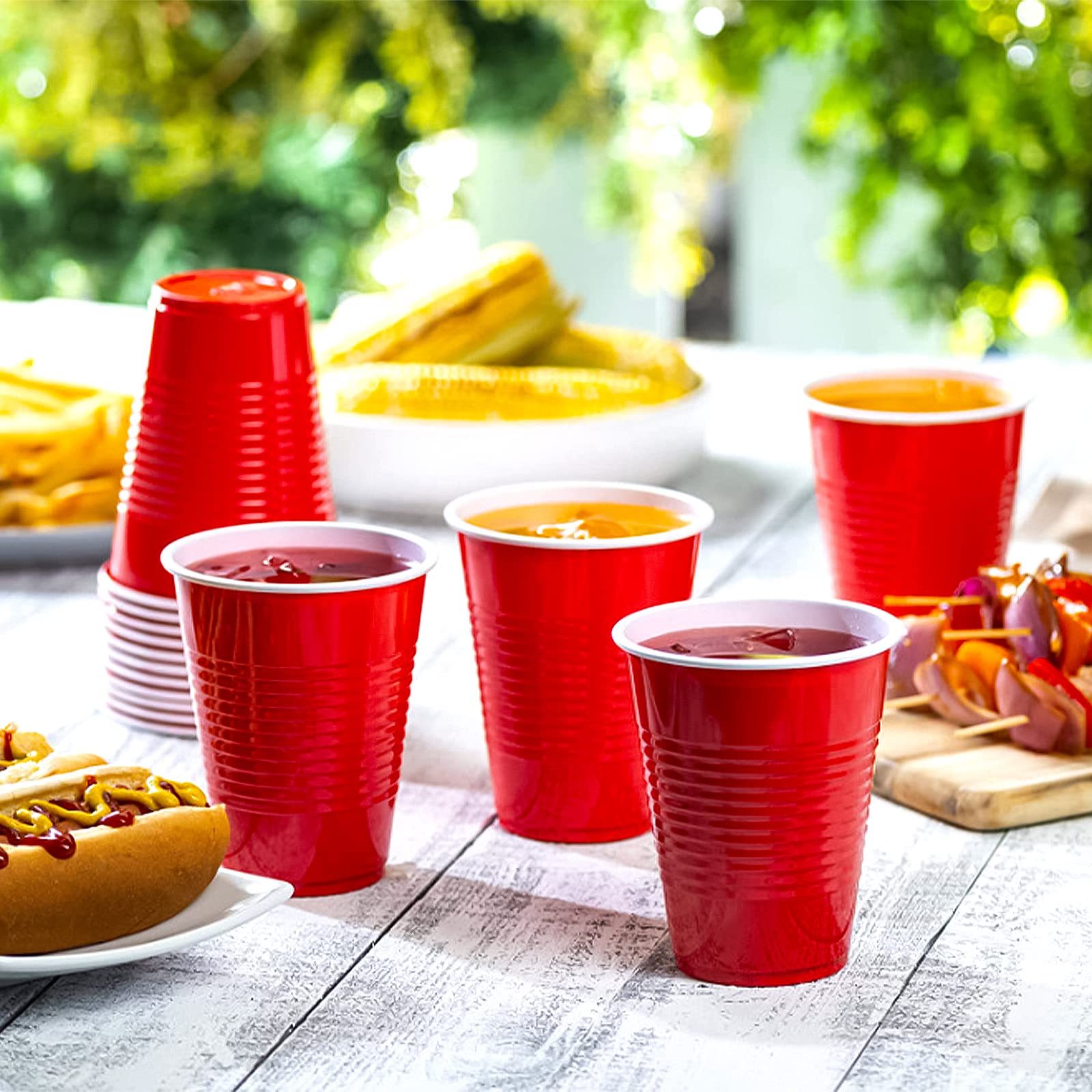 Frasheng BeerPong Coppe Riutilizzabili, 100+50 Coppe (BeerPong) Rosse e Blu, 12 Palline, 16oz/450ml, Bicchiere di Plastica con Pallina da Ping Pong, Gioco Alcolico per Adulti Festa