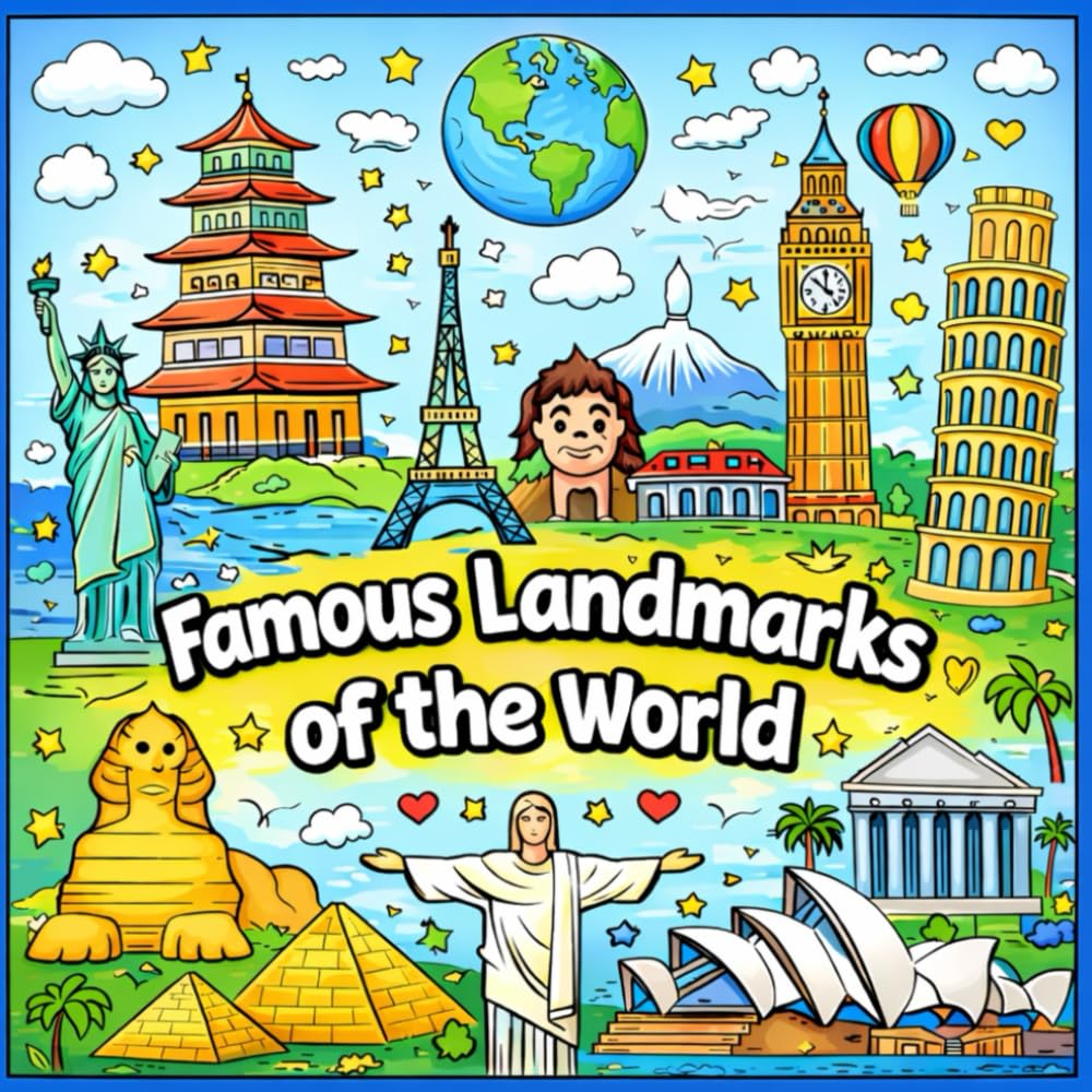 Famous Landmarks of the World Colouring Book 60 pages: A Global Colouring Adventure for Curious Minds