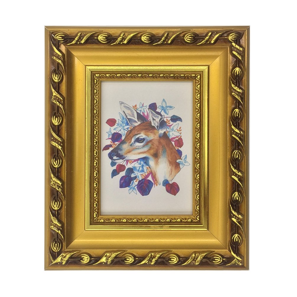 3.5x5 Dark Gold Retro Hard Plaster Pattern Wood Picture Photo Poster Print Art Frame Made to Display 3.5x5 Picture, Table Top and Wall Mounting Material Included