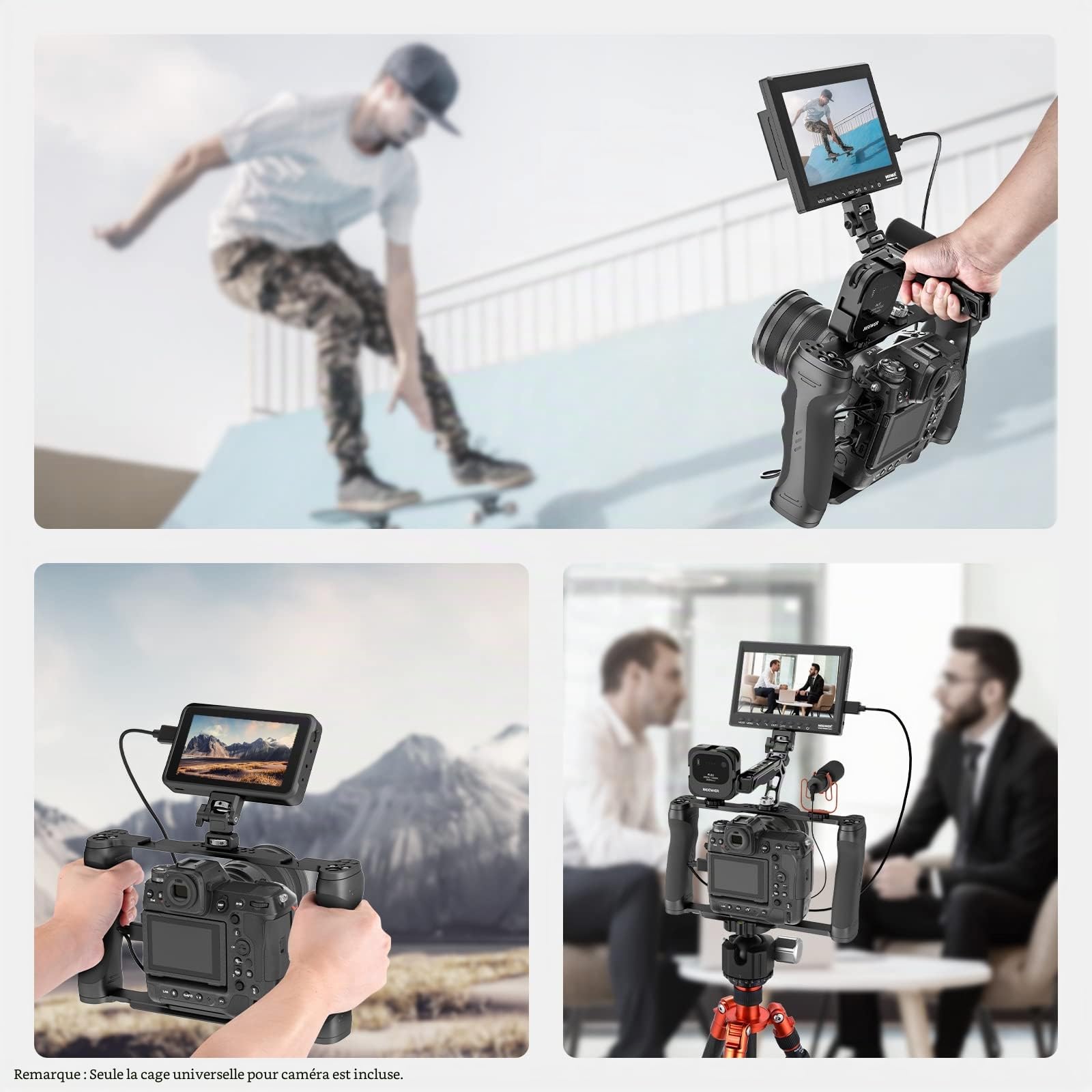 NEEWER Cage pour caméra vidéo avec Base Arca, Double poignées, Support Arri 3/8" et Filetage 1/4", stabilisateur Universel Compatible avec Les Barres de Base SmallRig NEEWER de 15 mm, CA016