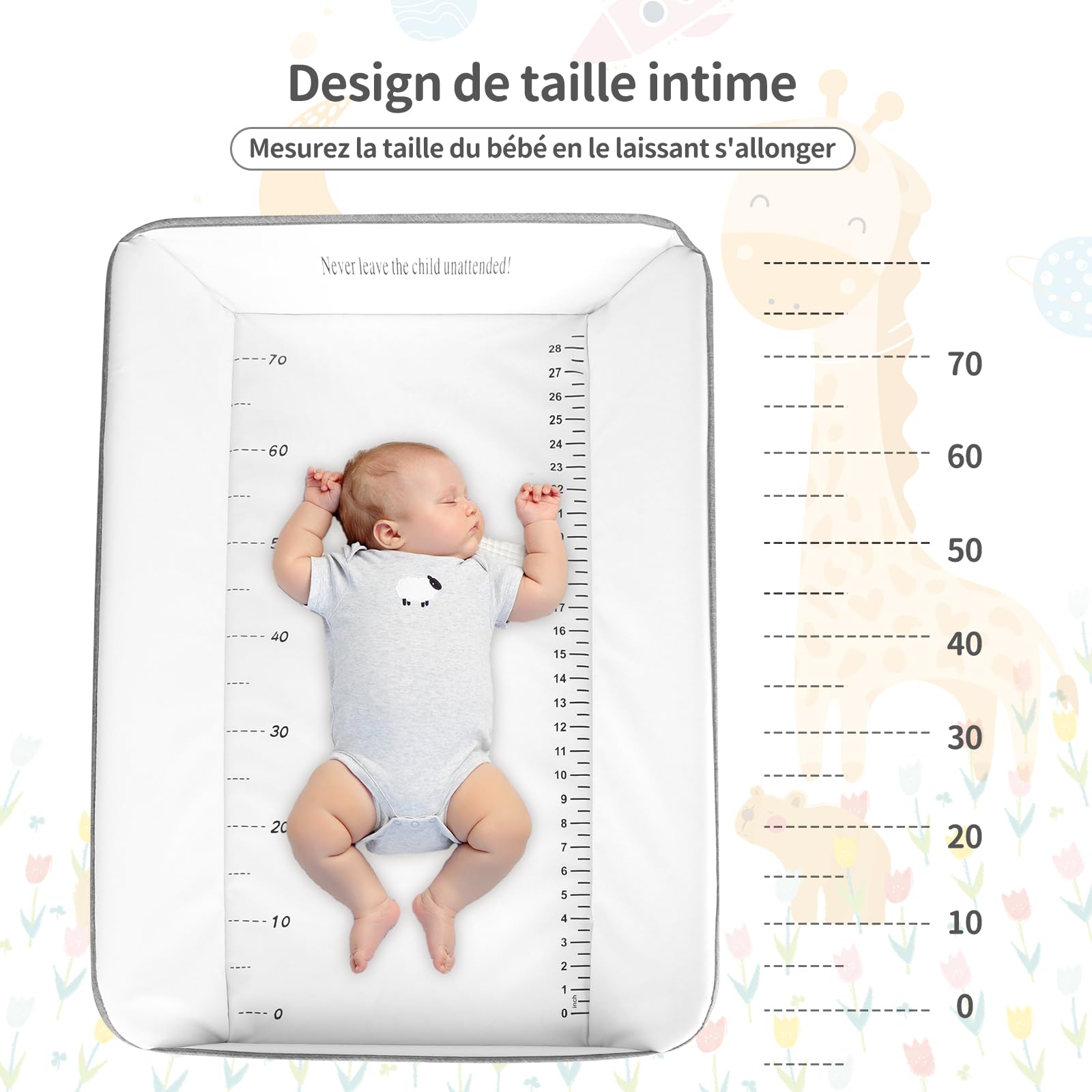 OHMG Cambiador Bebé,Cambiador Plegable Bebe,Colchón Acolchado y Impermeable Fácil de Limpiar,Cambiador Bebe con Cesta y Estantes,Tela Oxford,4 Ruedas con Freno