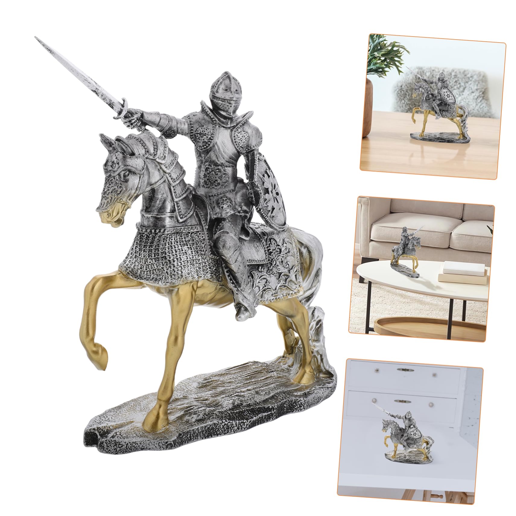 Vintage Wachsoldat Statue aus Kunstharz für Schreibtischdekoration | Silber, Feine Verarbeitung mit Detailreicher Ausführung, Vielseitig Platzierbar für Büro und Zuhause