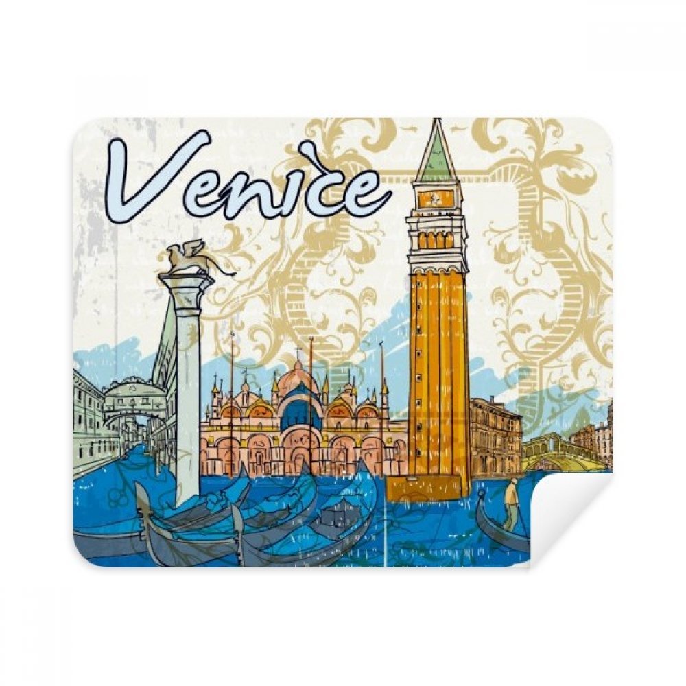 Italy Venice Landmark National Illustration Cleaning Cloth Screen Cleaner 2pcs Suede Fabric