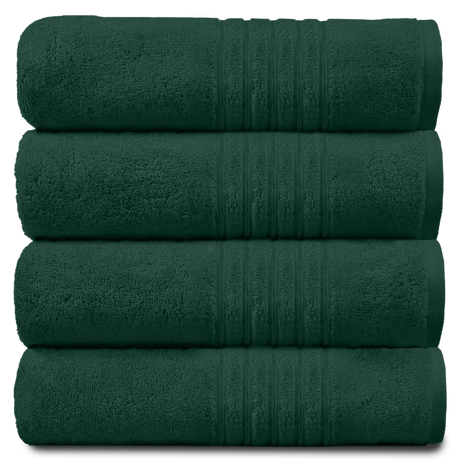 GC GAVENO CAVAILIA Ultra Soft Bath Towels - Egyptian Cotton Bathroom Towel Set - 4 Piece Washable Towels For Spa, Saloon, Dark Green — image 1