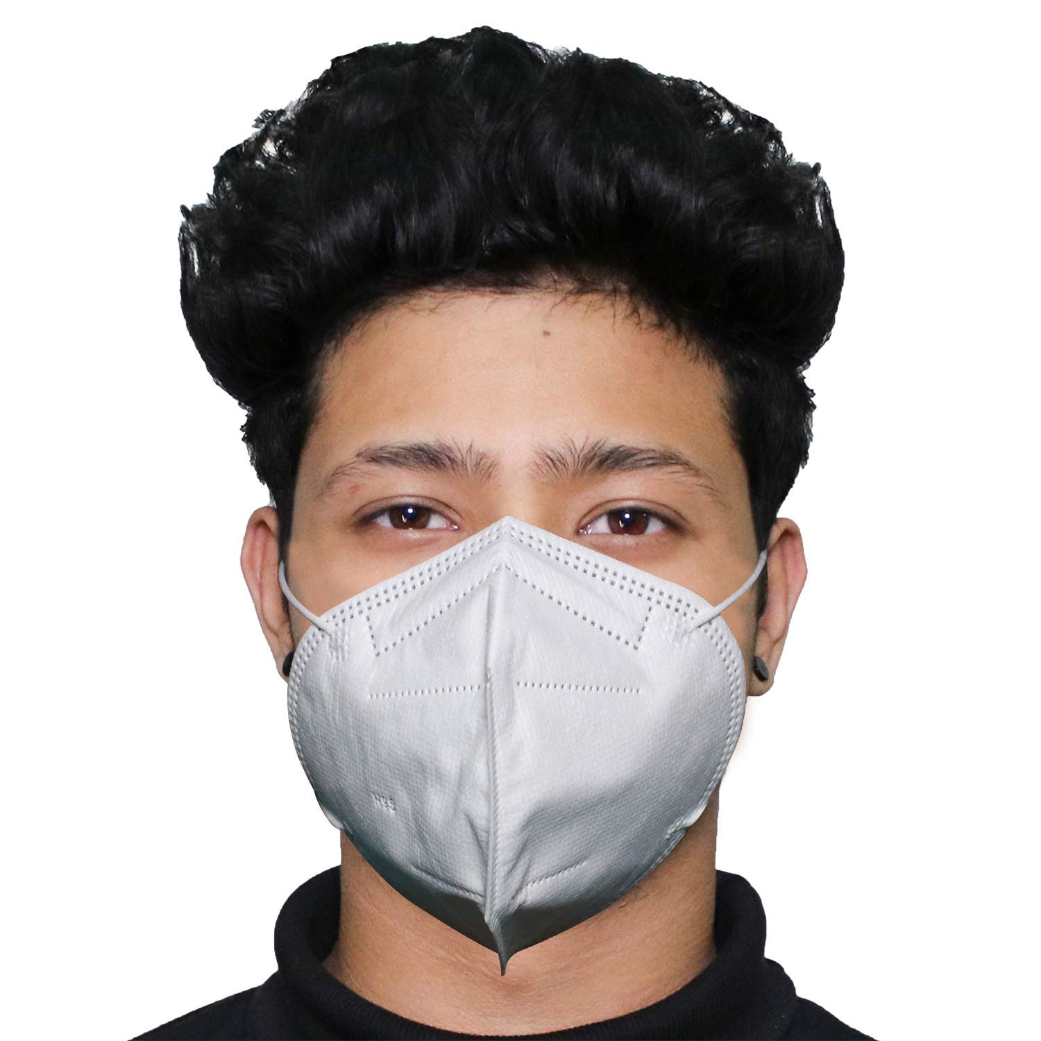 ORILEY ORN9501 Nonwoven Fabric N95 CE & ISO Certified 5 Layer Disposable Face Mask with Nose Pin for Men & Women (White) 4