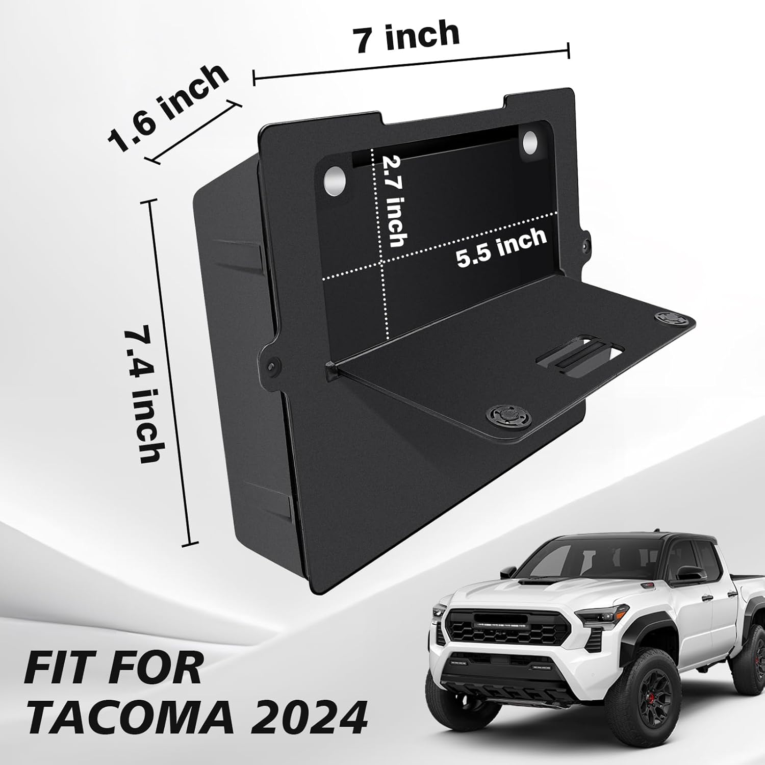 Muslogy Center Console Hidden Organizer Compatible with 2024 2025 2026 Toyota Tacoma Accessories Magnet Armrest Hidden Storage Box Middle Console Insert Secret Organizer Compartment ABS Material
