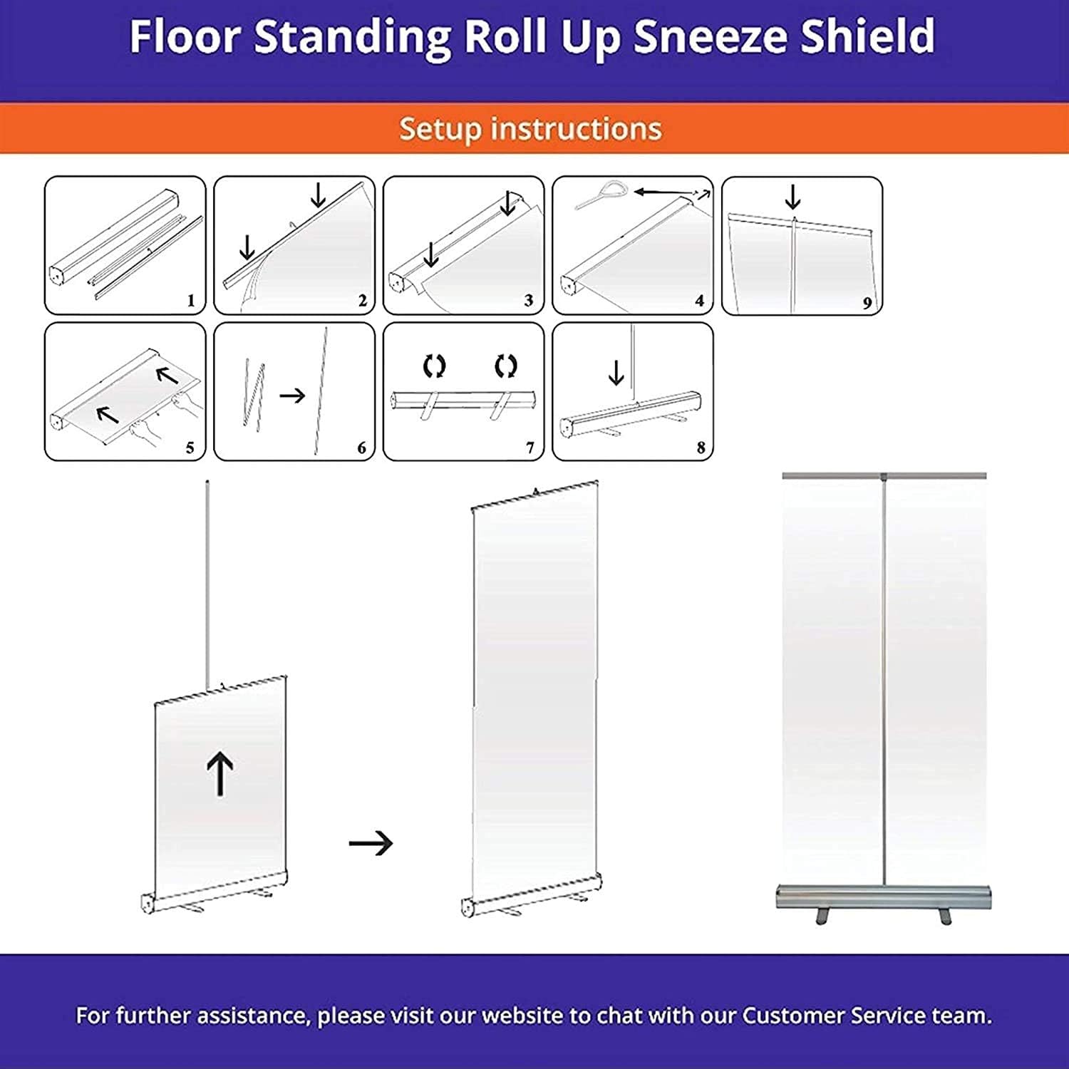 JYDQM Safety Face Shields Floor Standing Safety Face ShieldsRetractable Pull Up Banner Transparent Screen,Free Standing,Portable Partition Divider(120x200cm/47x79in)