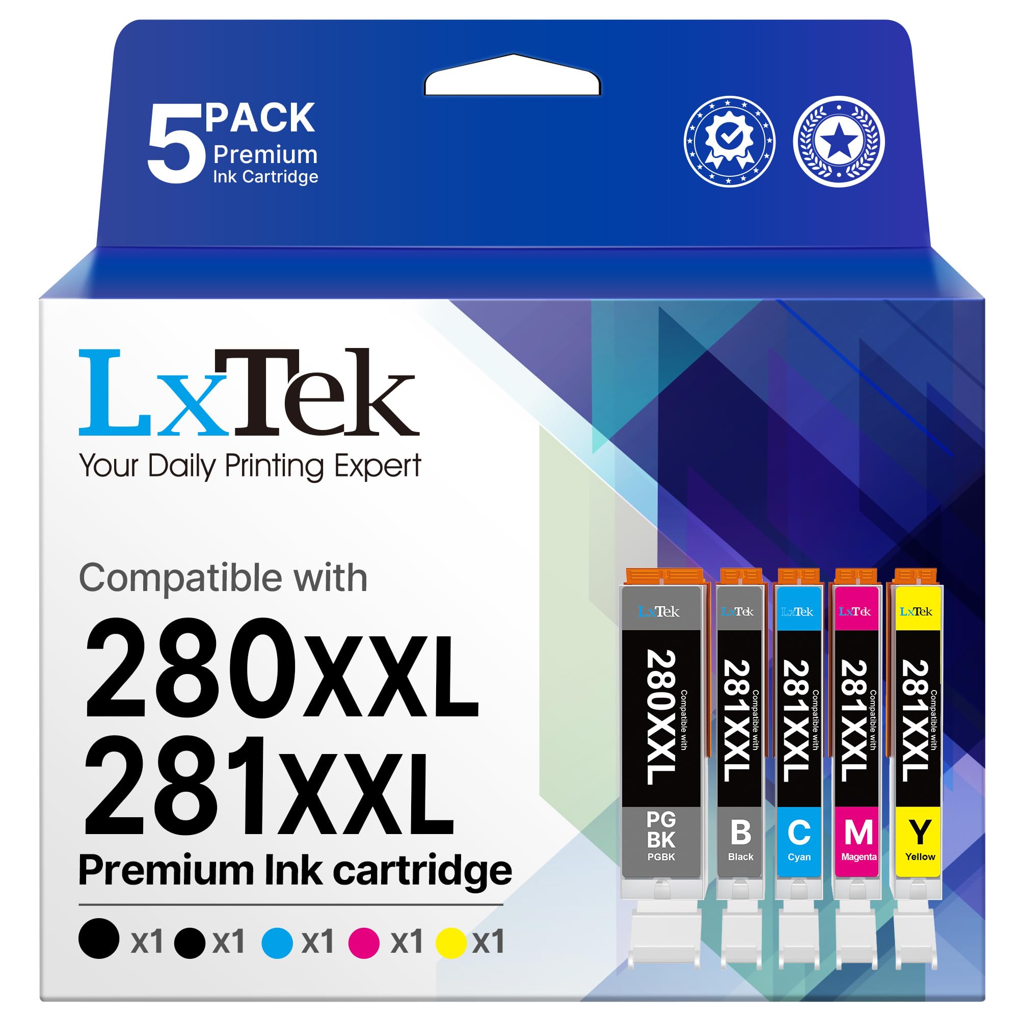 LxTek 280 281 XXL Ink Cartridges Replacement for Canon 280XXL 281XXL Ink
