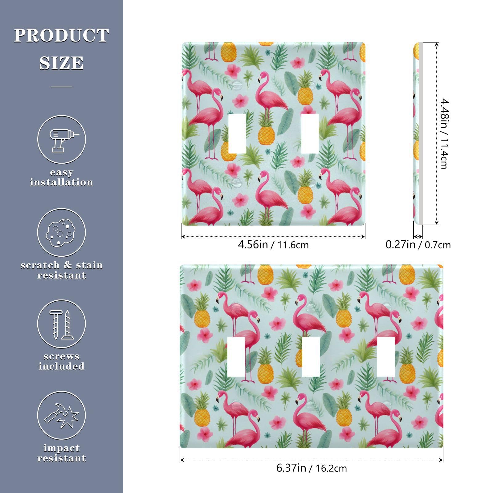 UMIRIKO Pink Flamingo Tropical Light Switch Cover Plate Covers Decorative Double Toggle Home Decor 202a8429
